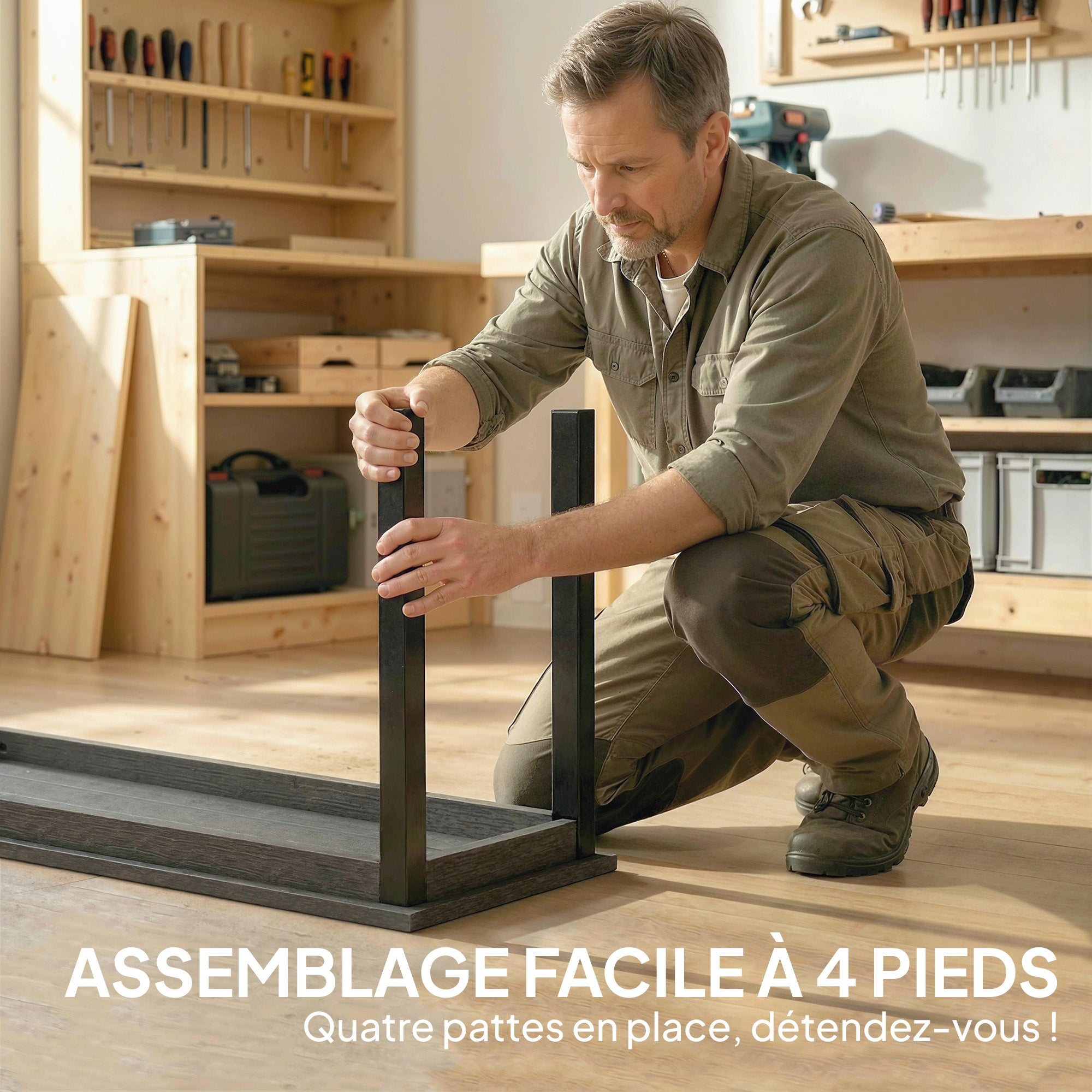 Metal Garden Bench, 2-Seater with Wood-Effect Slatted Seat, Backless Steel Frame for Patio, Balcony, Park — 529 lb Capacity, 51.2 x 13.4 x 16.9 in, Gray