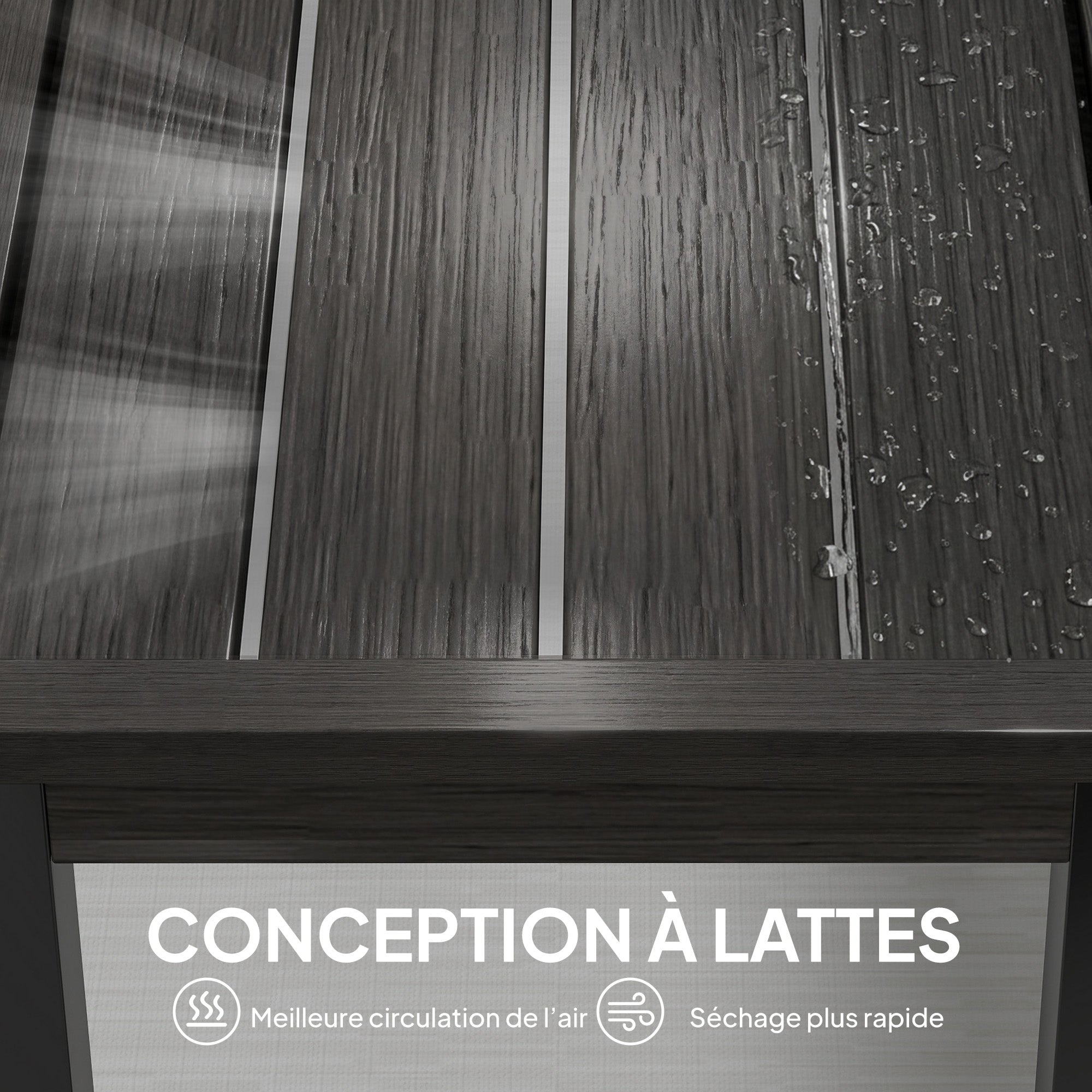 Metal Garden Bench, 2-Seater with Wood-Effect Slatted Seat, Backless Steel Frame for Patio, Balcony, Park — 529 lb Capacity, 51.2 x 13.4 x 16.9 in, Gray