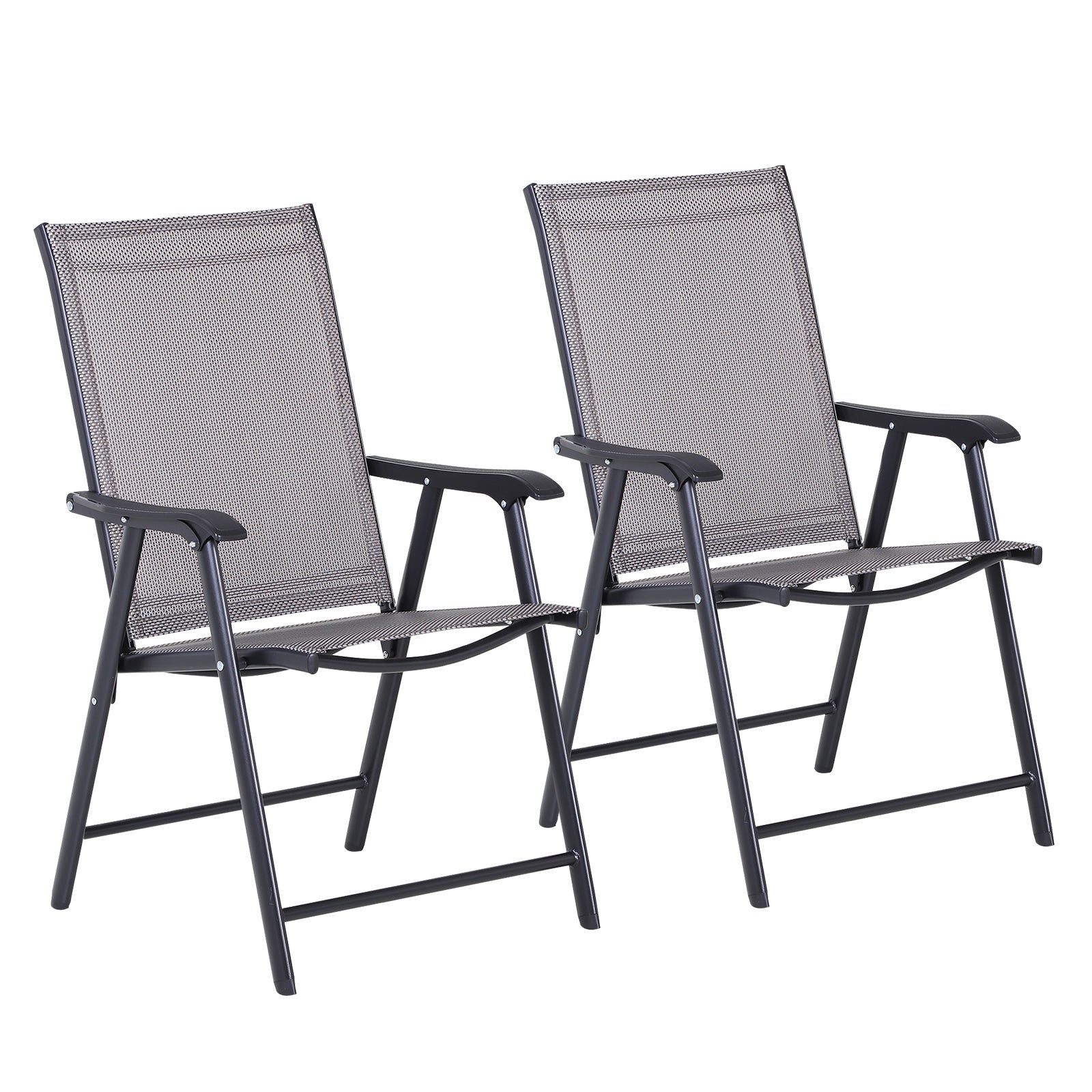 Folding Chair with Armrest 2-Pack Camping Chair Fishing Chair Metal Gray 58 x 64 x 94 cm