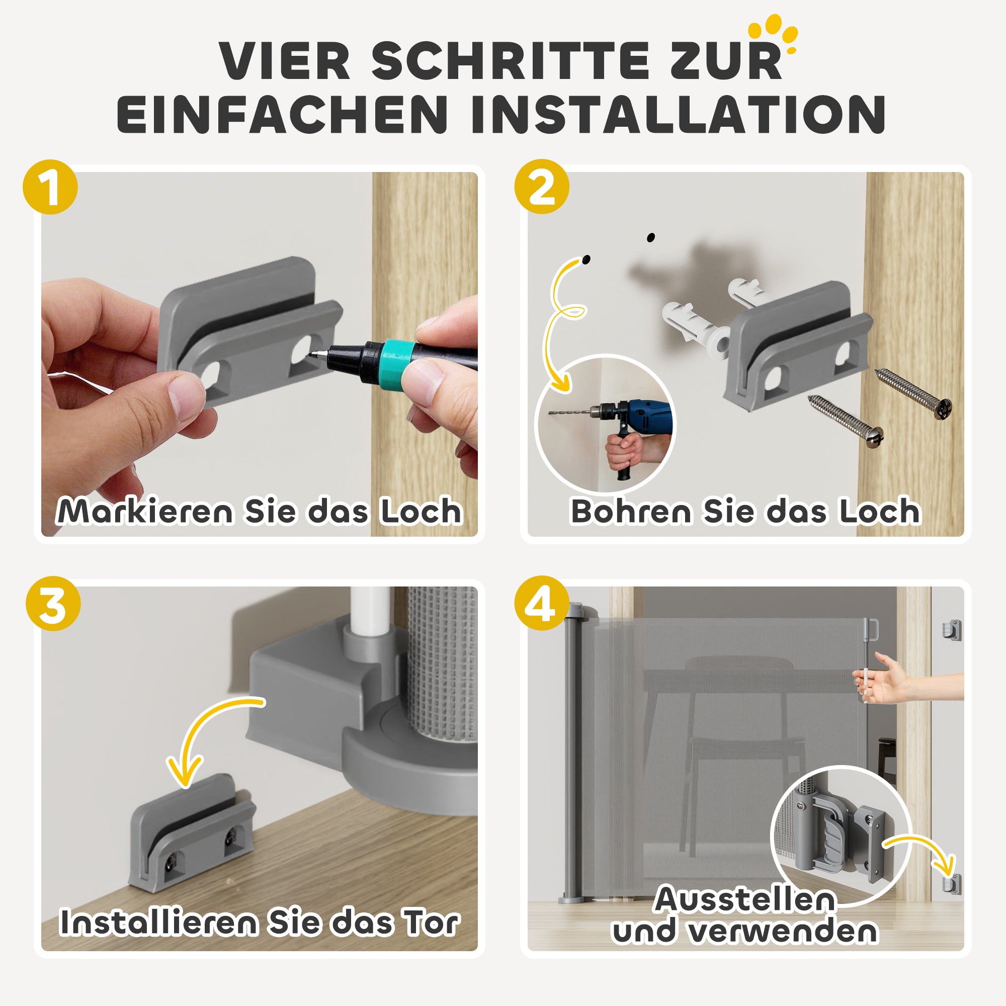 Retractable Stair Gate 0-136cm 87cm High Door Safety Gate Stair Barrier Retractable Gate Safety Gate for Pets Door Gate Protection Gate Suitable for Stairs Doors Indoor & Outdoor