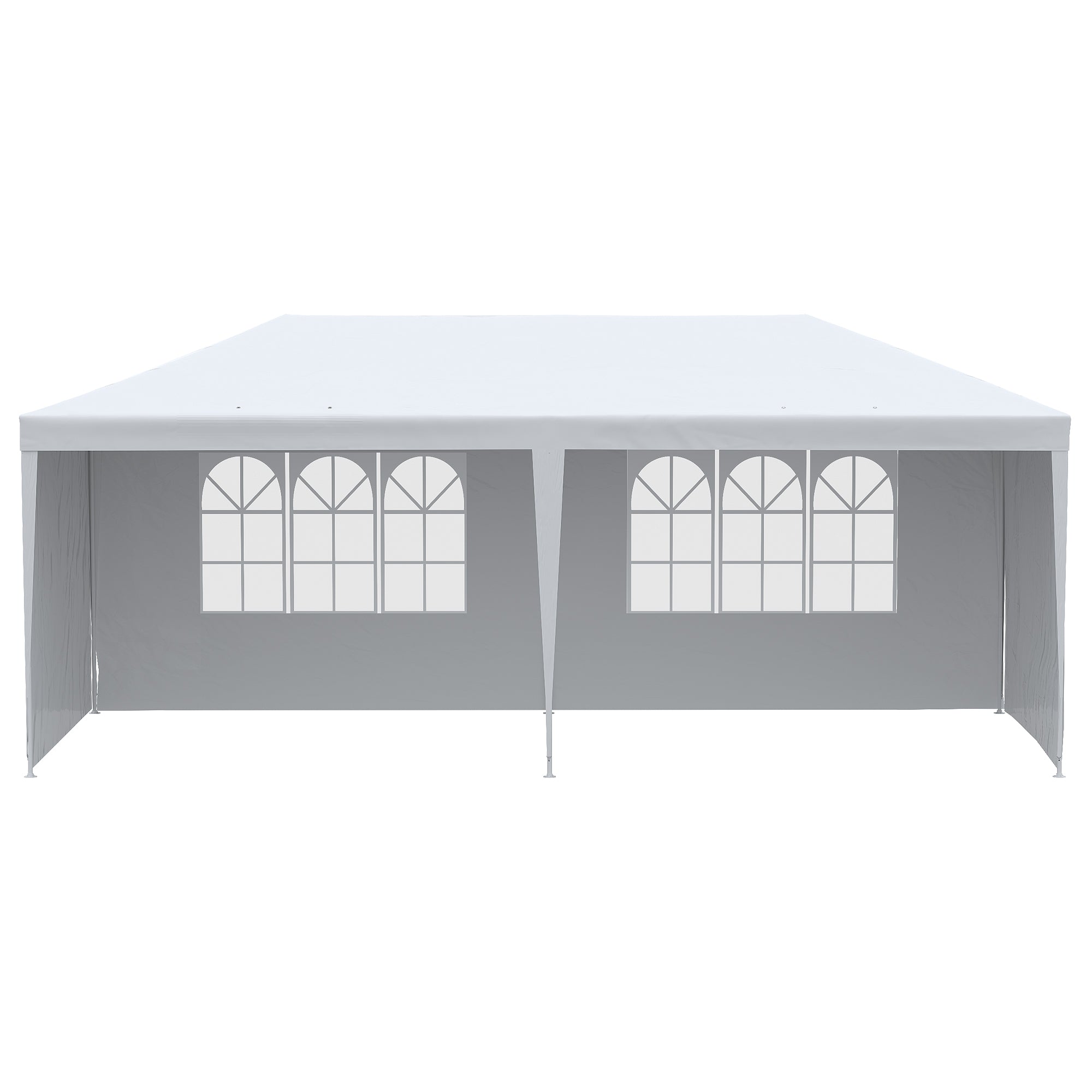 Garden Canopy 6x3 m Pavilion with 4 Removable Side Walls and 2 Transparent Windows Anti-UV Waterproof Gazebo for Outdoor Events with Steel Frame for Parties Weddings White