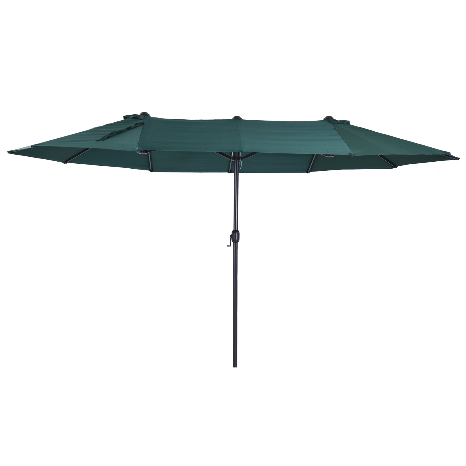 Double Umbrella 455 x 265 cm, UV Protection Sun Umbrella with Crank, Balcony Umbrella Beach Umbrella Windproof Crank Umbrella Sun Protection for Beach Balcony Garden, Dark Green