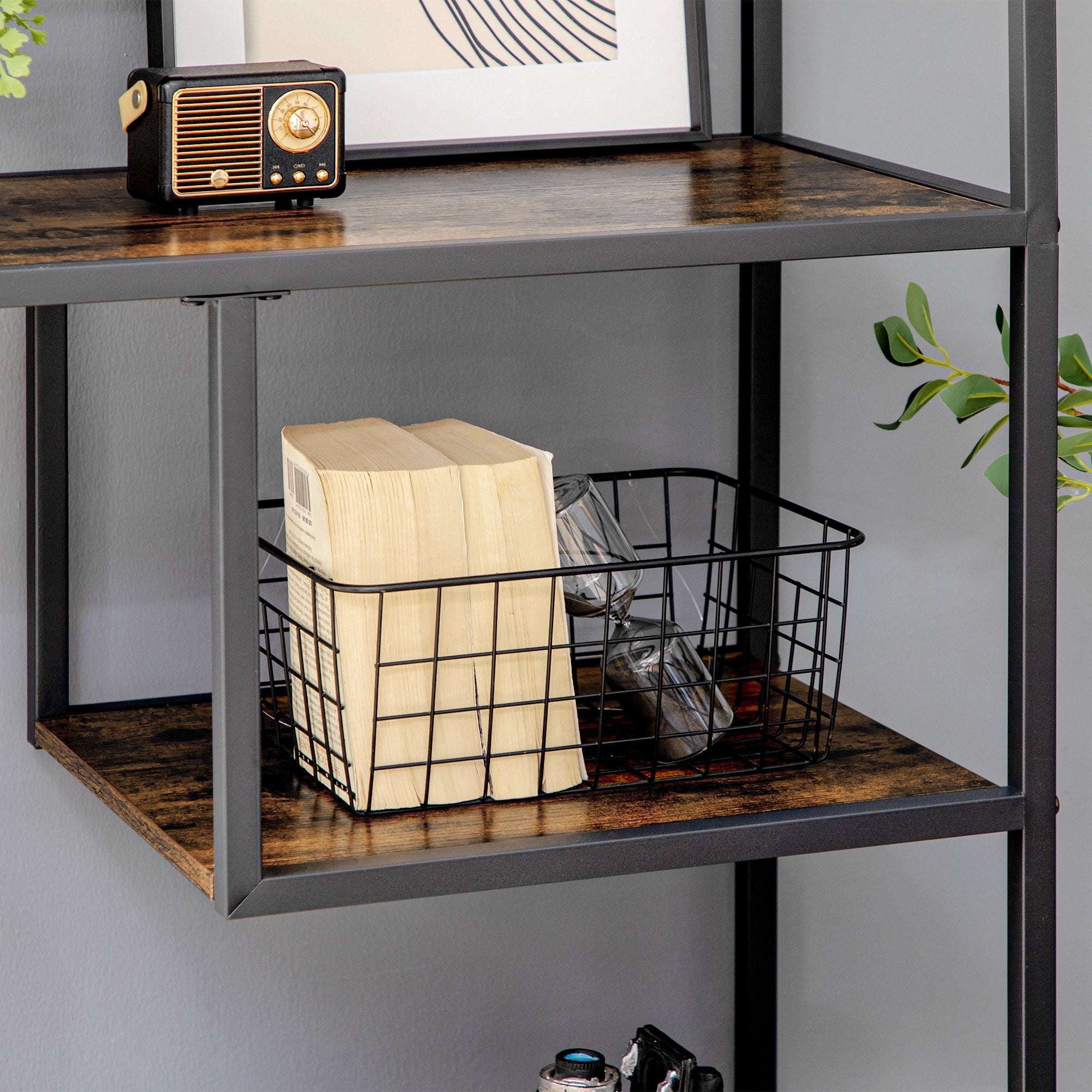 Industrial Style 7-Tier Steel Frame Storage Bookcase for Living Room Bedroom Kitchen - 83 x 34 x 180 cm