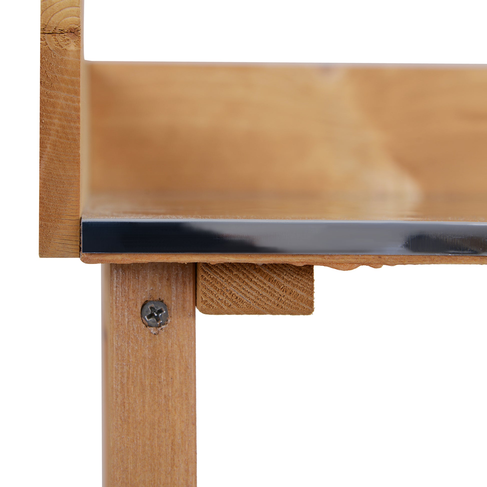 3-Tier Wooden Planting Table Gardening Table with Metal Plate, 2 Shelves, and Hooks Weather-Resistant for Garden Terrace Balcony 76x37x89 cm Natural Wood