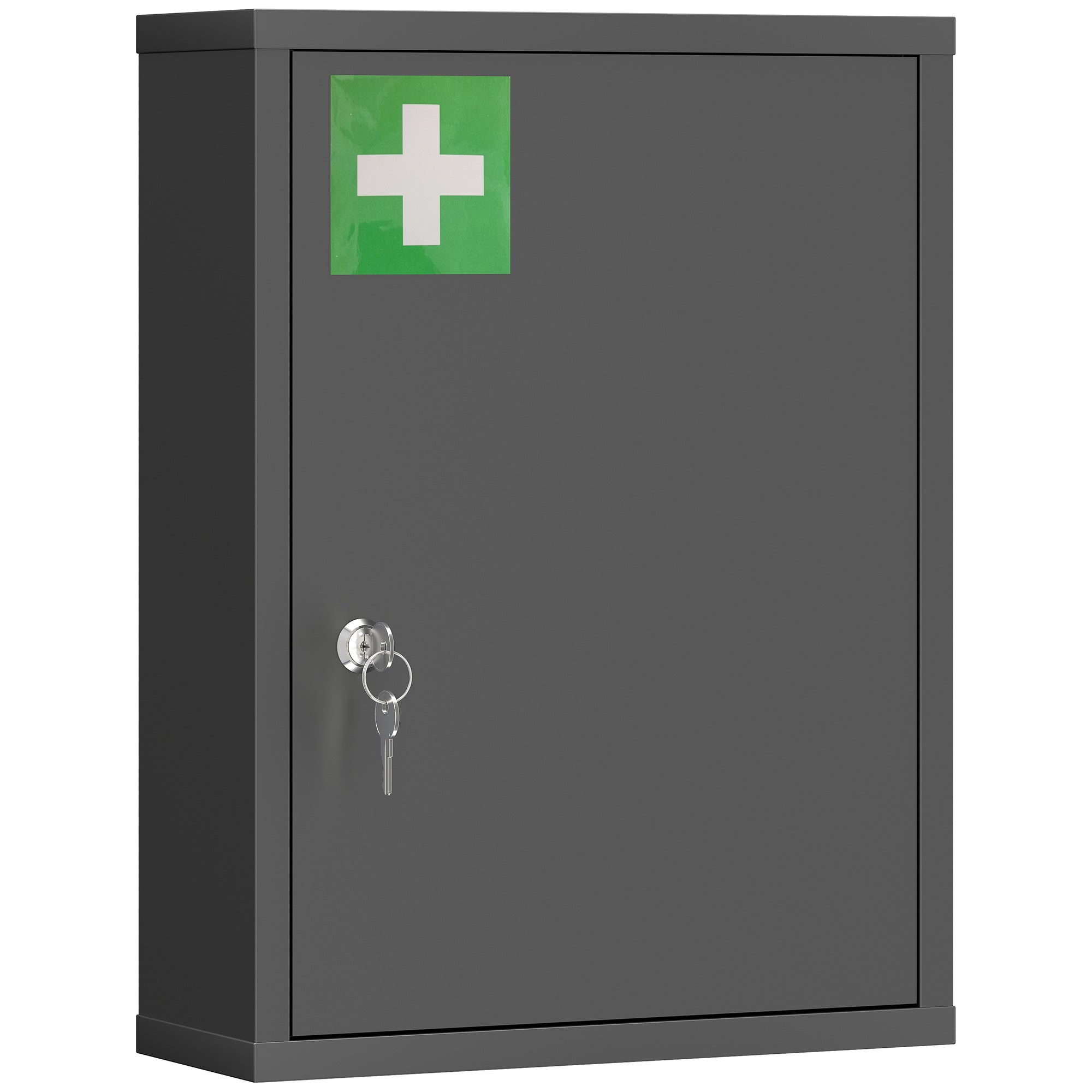 Medicine Cabinet, Pharmacy Cabinet with 3 Compartments, Lockable First Aid Cabinet with 2 Keys, Steel, Black, 15.7 x 5.9 x 21.1 in (40 x 15 x 53.5 cm)