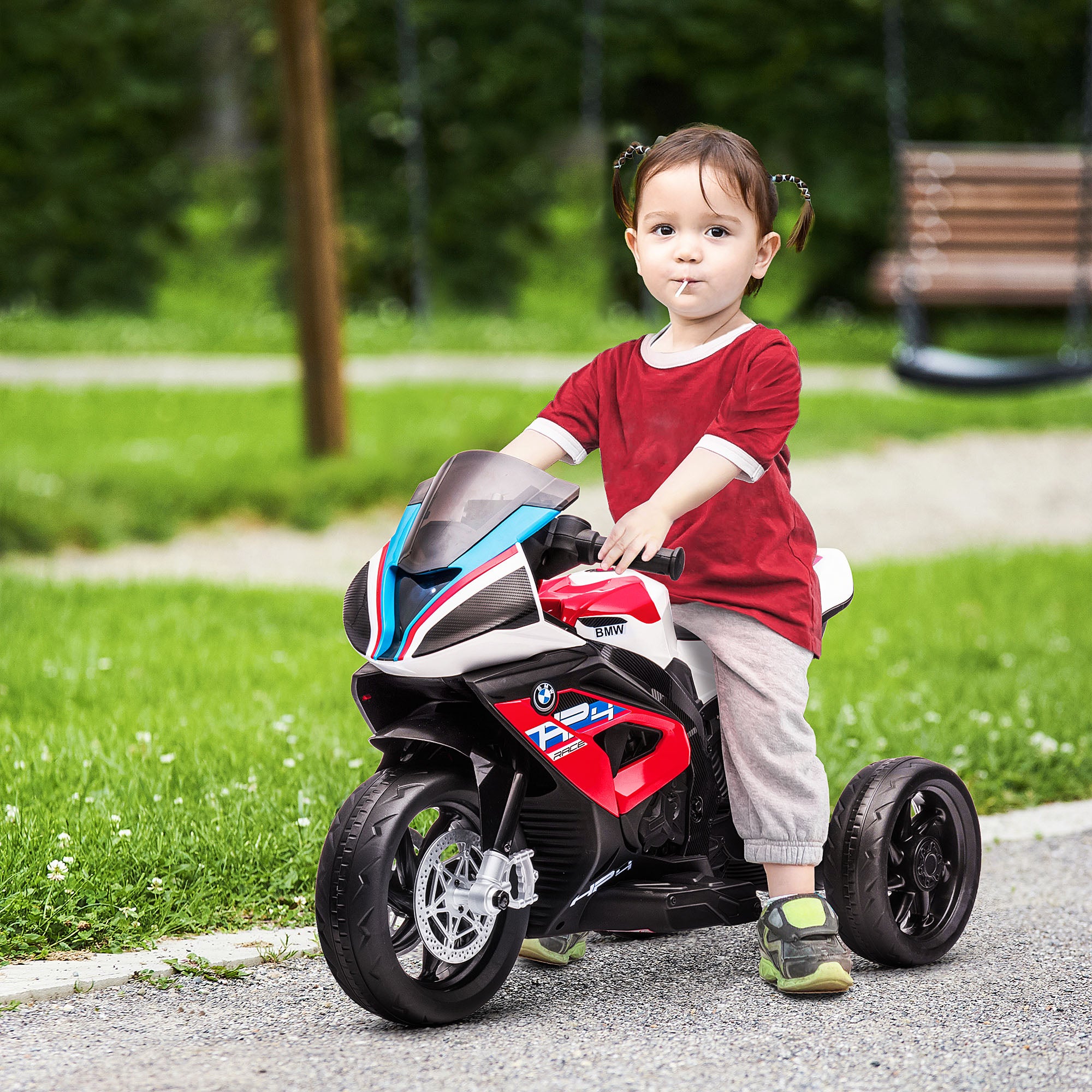 Kids Electric Motorcycle Children's Motorbike 6V Electric Vehicle Electric Tricycle Kids Vehicle with 3 Music Modes 2.5km/h Kids Motorcycle for Children aged 18 months PP Metal Red 82.5 x 42 x 54 cm