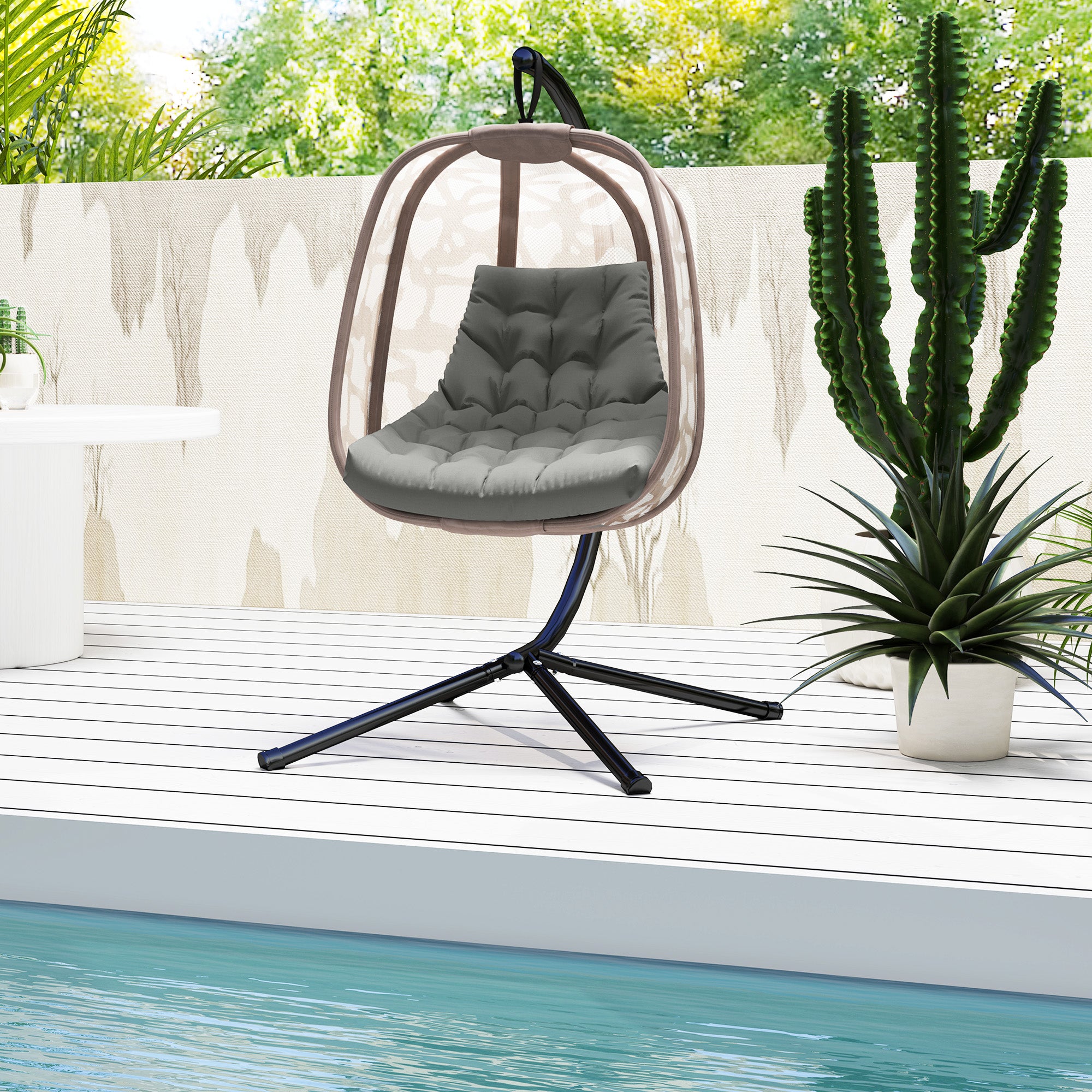 Seat Cushion, 120x100 cm Chair Cushion with Backrest, 8cm Thick Cushion, Water-Resistant Seat Pad for Rocking Chairs and Hanging Baskets, Grey
