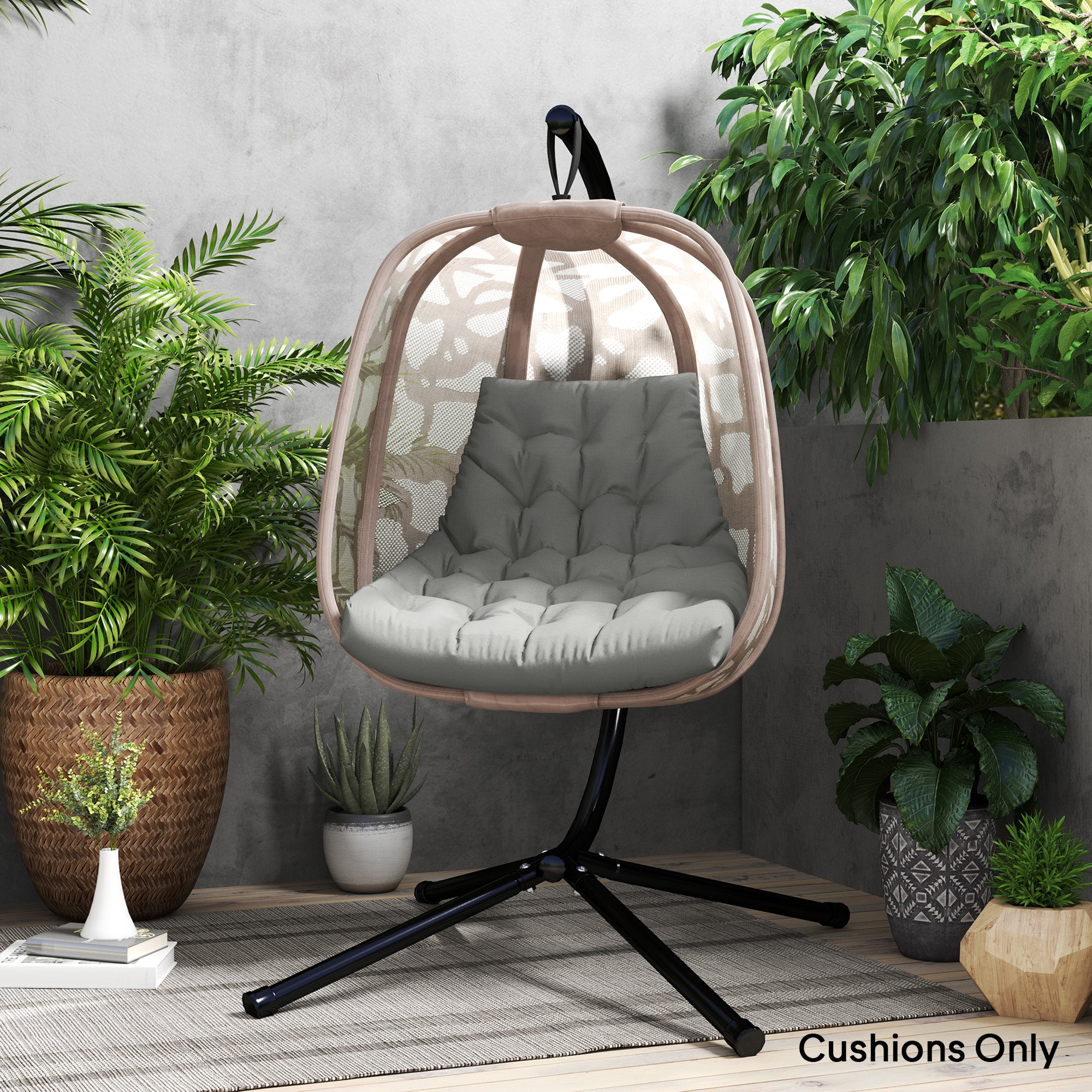 Seat Cushion, 120x100 cm Chair Cushion with Backrest, 8cm Thick Cushion, Water-Resistant Seat Pad for Rocking Chairs and Hanging Baskets, Grey