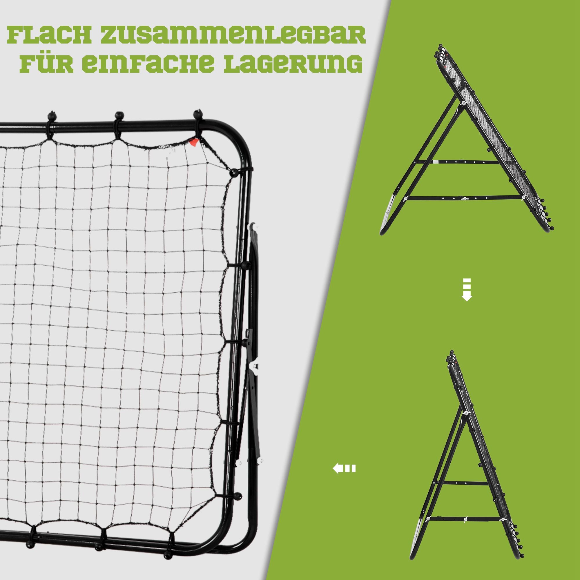 Soccer Rebounder, Kickback Rebound Net, Metal Frame with PE Fabric, Kickback Rebound Wall for Baseball Basketball, Goal for Youth Training 96x80x96cm, Black