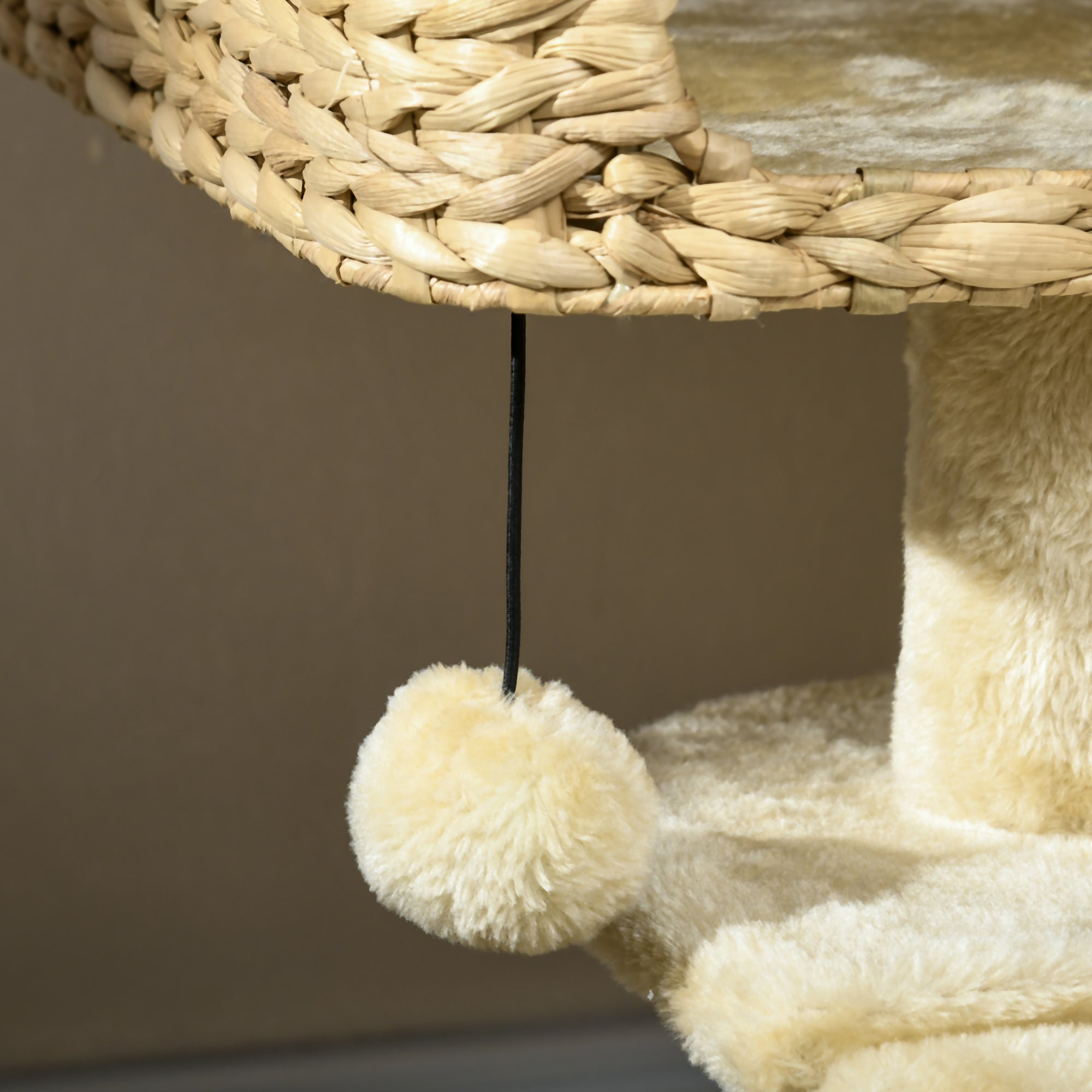 Cat Scratching Post 98 cm Cat Tree with 2 Lounging Areas, Climbing Tree Toy Ball, Scratching Posts, Cat Furniture with Cat Cave for Cats up to 6 kg, Water Hyacinth, Sisal, Beige