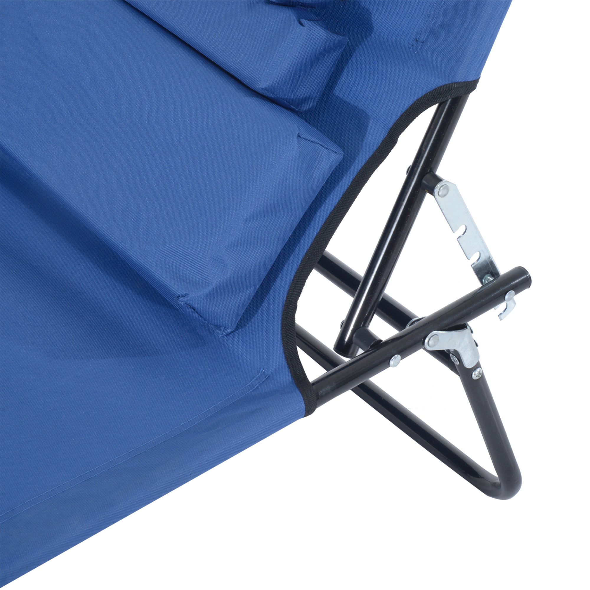 Folding Sun Lounger Reclining 4 Positions Chaise Longue 3 Cushions Included Blue