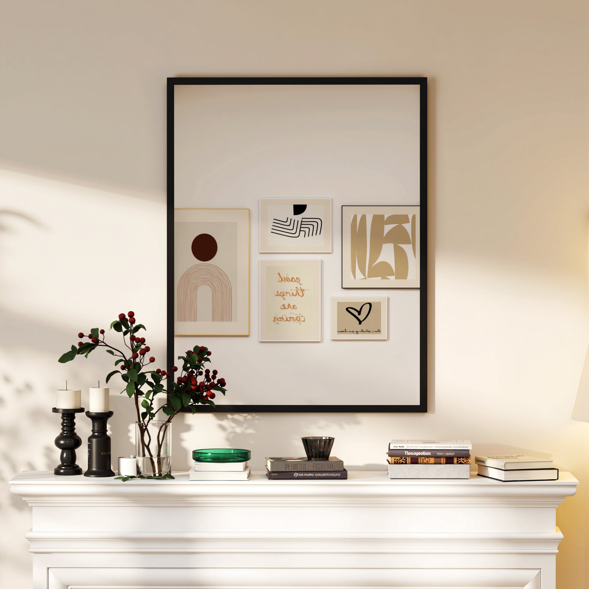 Rectangular Wall Mirror 27.6 x 35.4 in (70 x 90 cm), Black Wood Frame — Ideal for Bathroom, Living Room or Bedroom