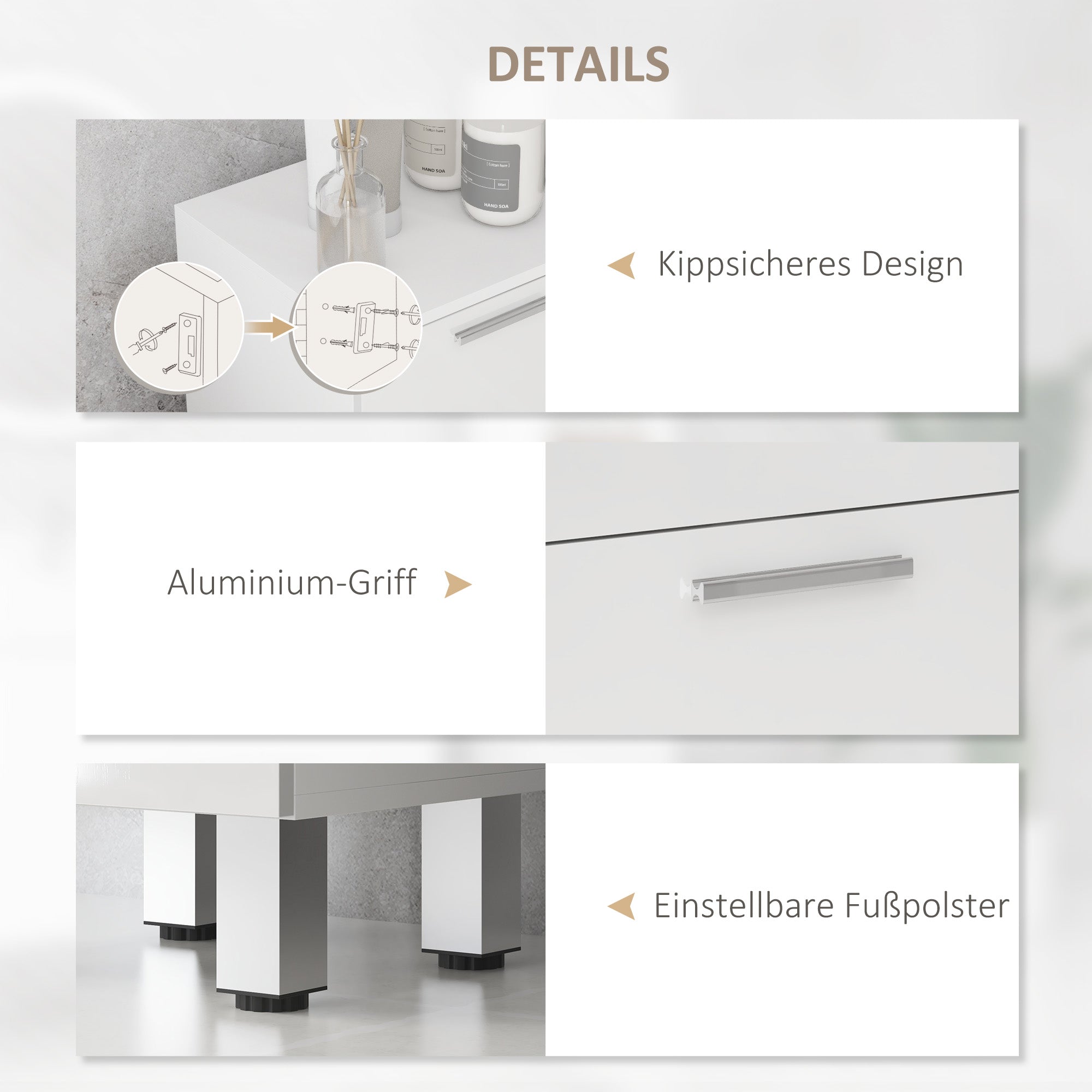 Bathroom Cabinet Niche Cabinet Slim with 3 Drawers, Adjustable Shelf Toilet Cabinet Bathroom Cabinet Side Cabinet for Bathroom, Small Spaces, 30 x 30 x 93 cm White