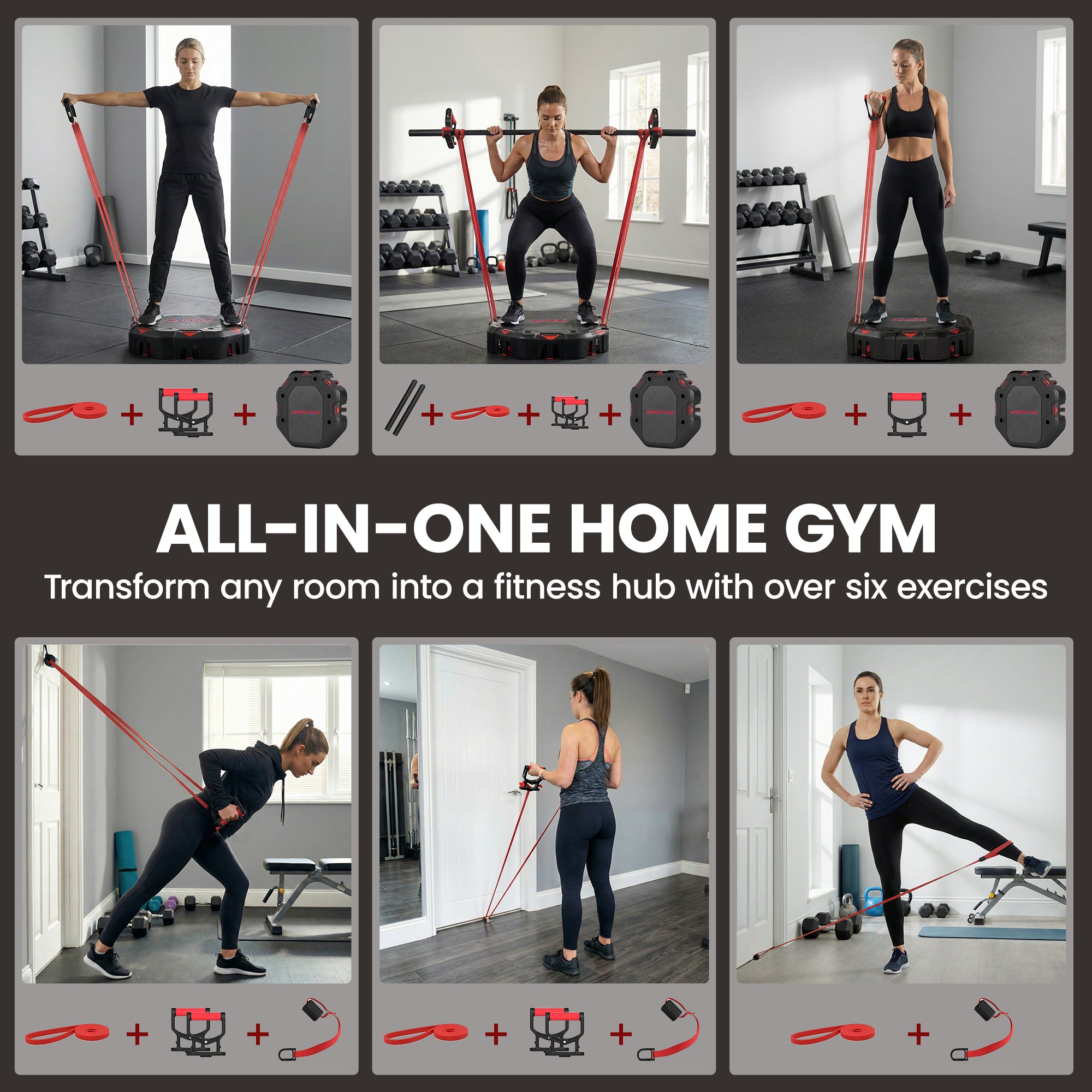 SPORTNOW 7-in-1 Adjustable Push-Up Board with Resistance Bands, Wheels & Door Anchor — Foldable Multifunction Home Gym