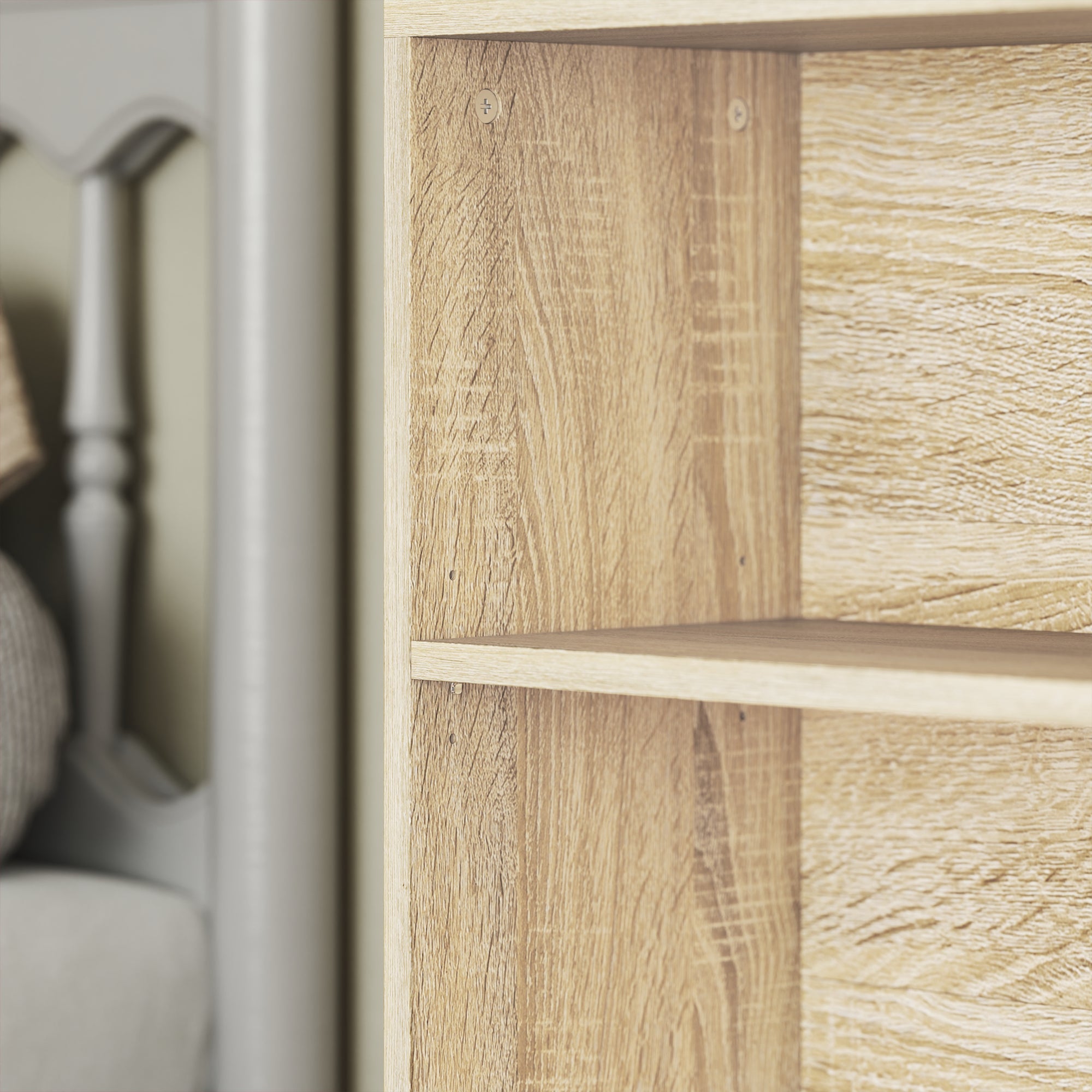 Bookcase, 5-Tier Storage Shelf, Bookshelf with Adjustable Shelves for Living Room, Bedroom, Office, 60 x 24 x 133.5 cm, Natural Wood