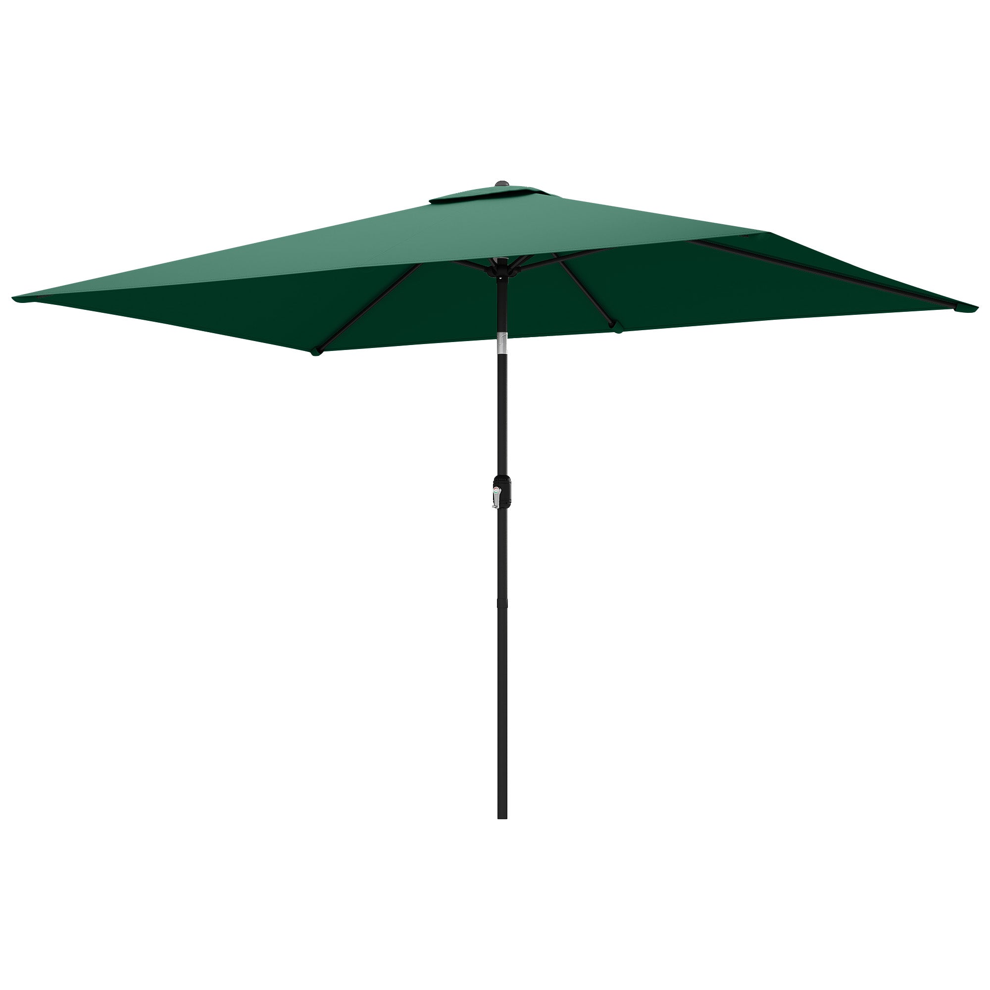 300 x 200 cm Tilt Rectangular Patio Umbrella with Crank & Cover — UV Protection, Wind-Resistant, Green