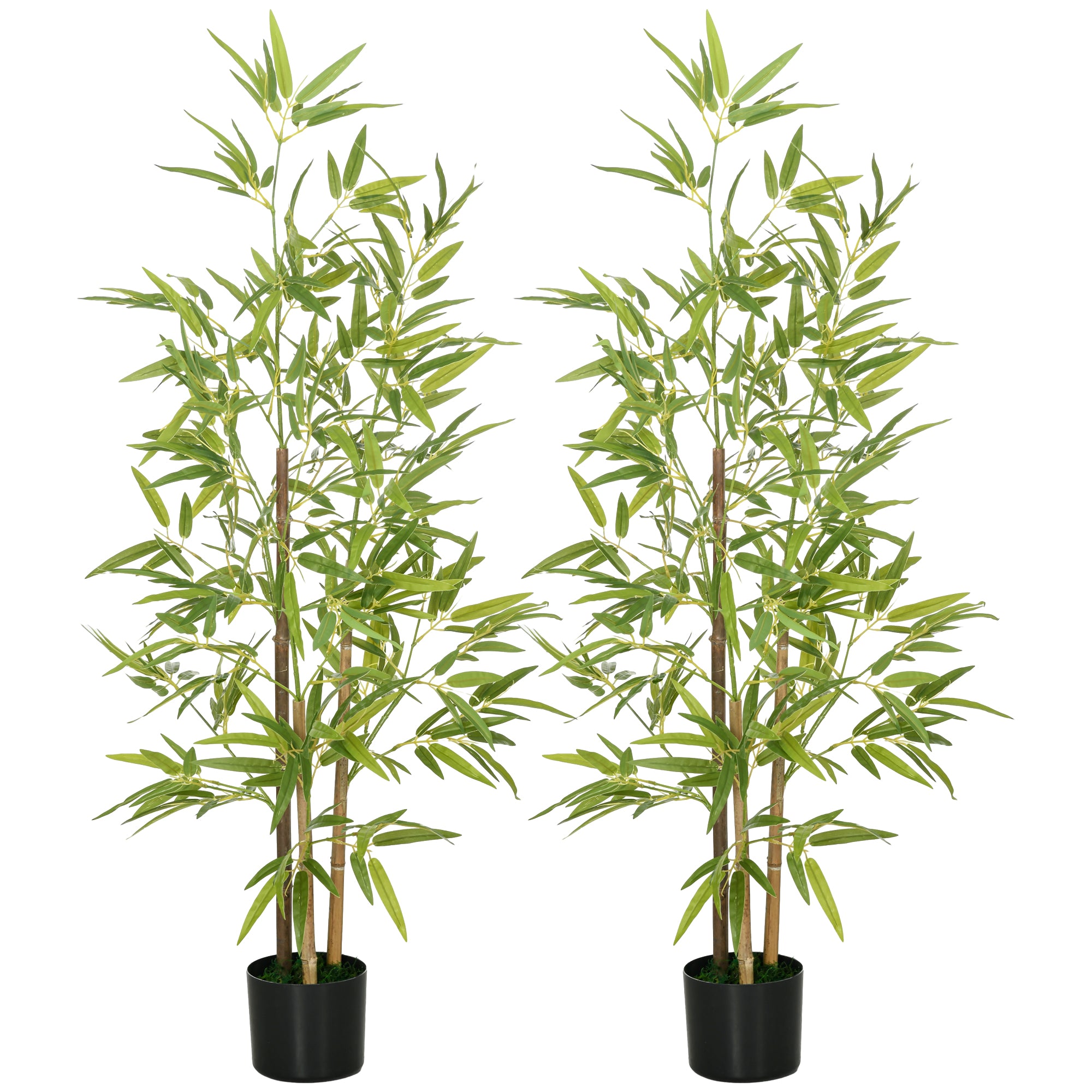 Set of 2 Artificial Bamboo Plants Large 120 cm Artificial Plant, Artificial Plants in Pot, Artificial Bamboo Plant Realistic with Faux Moss for Living Room Bedroom Office Garden Gift