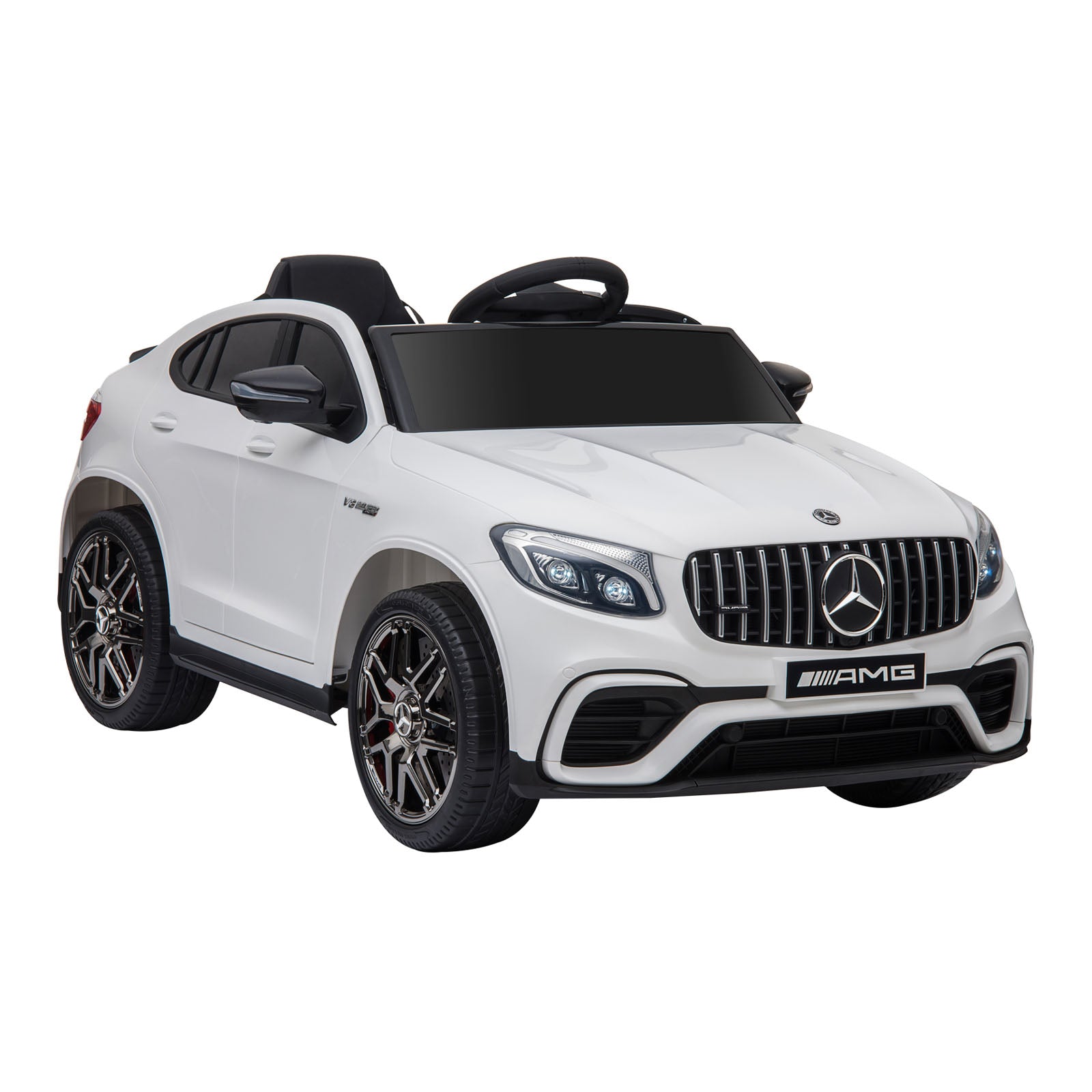 Children's Vehicle 12V Mercedes-Benz AMG GLC63S COUPE Licensed Electric Car with Remote Control Safety Belt 2 x 35W Motors MP337-60 Months White 115 x 70 x 55 cm