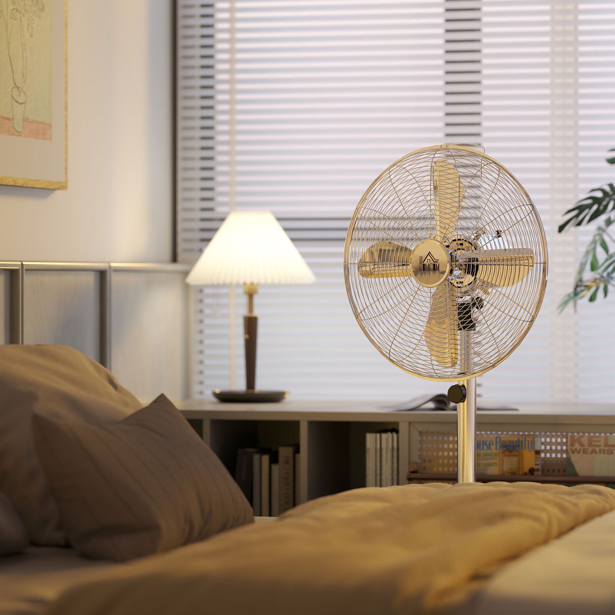 120 cm Stand Fan, Fan, Adjustable Height Fan, 3 Speeds, Adjustable Tilt Angle, Steel, Silver