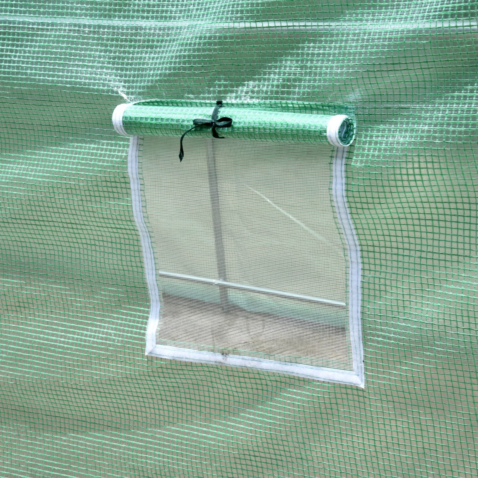 Greenhouse 395x195x190cm Foil Greenhouse Tomato House with Door, 6 Windows, Foil Tunnel made of galvanized steel, PE, stable greenhouse planting tunnel, including ground anchors & ropes