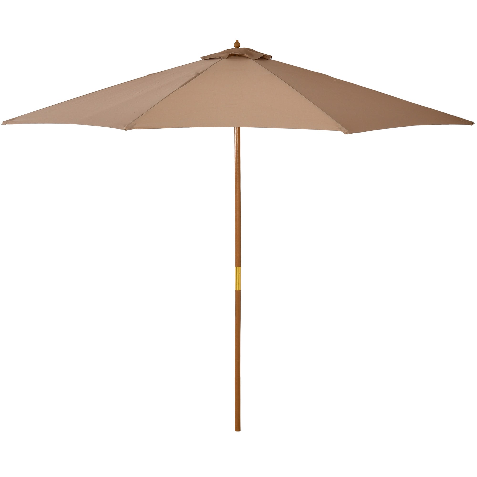 Sun Umbrella Ø 300 cm, Sun Umbrella with UV Protection Balcony Umbrella made of Wood Beach Umbrella Stable Market Umbrella Sun Protection for Beach Terrace Garden, Khaki