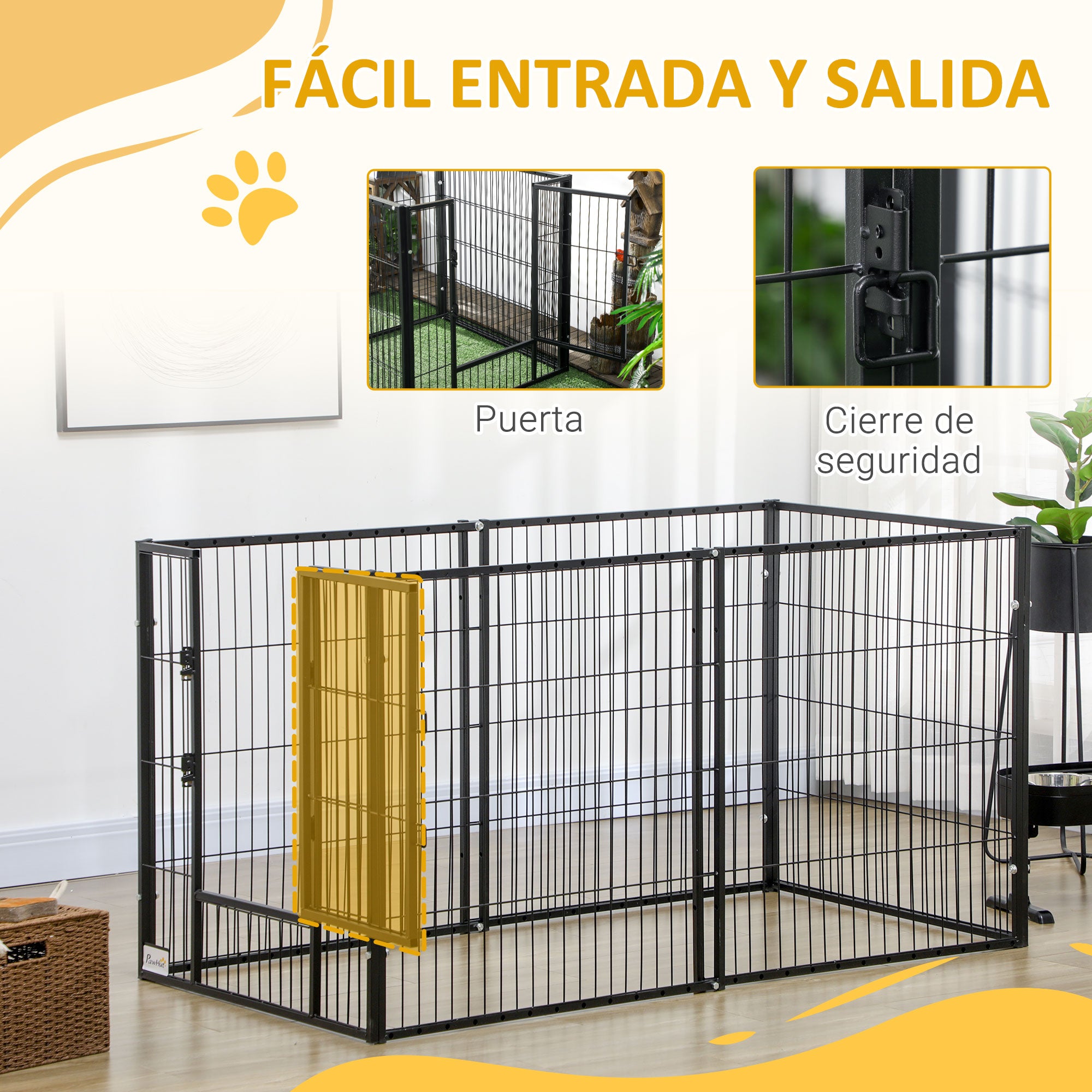6-Panel Adjustable Dog Playpen Pet Fence with Steel Frame 82.5-150x79x81 cm Black