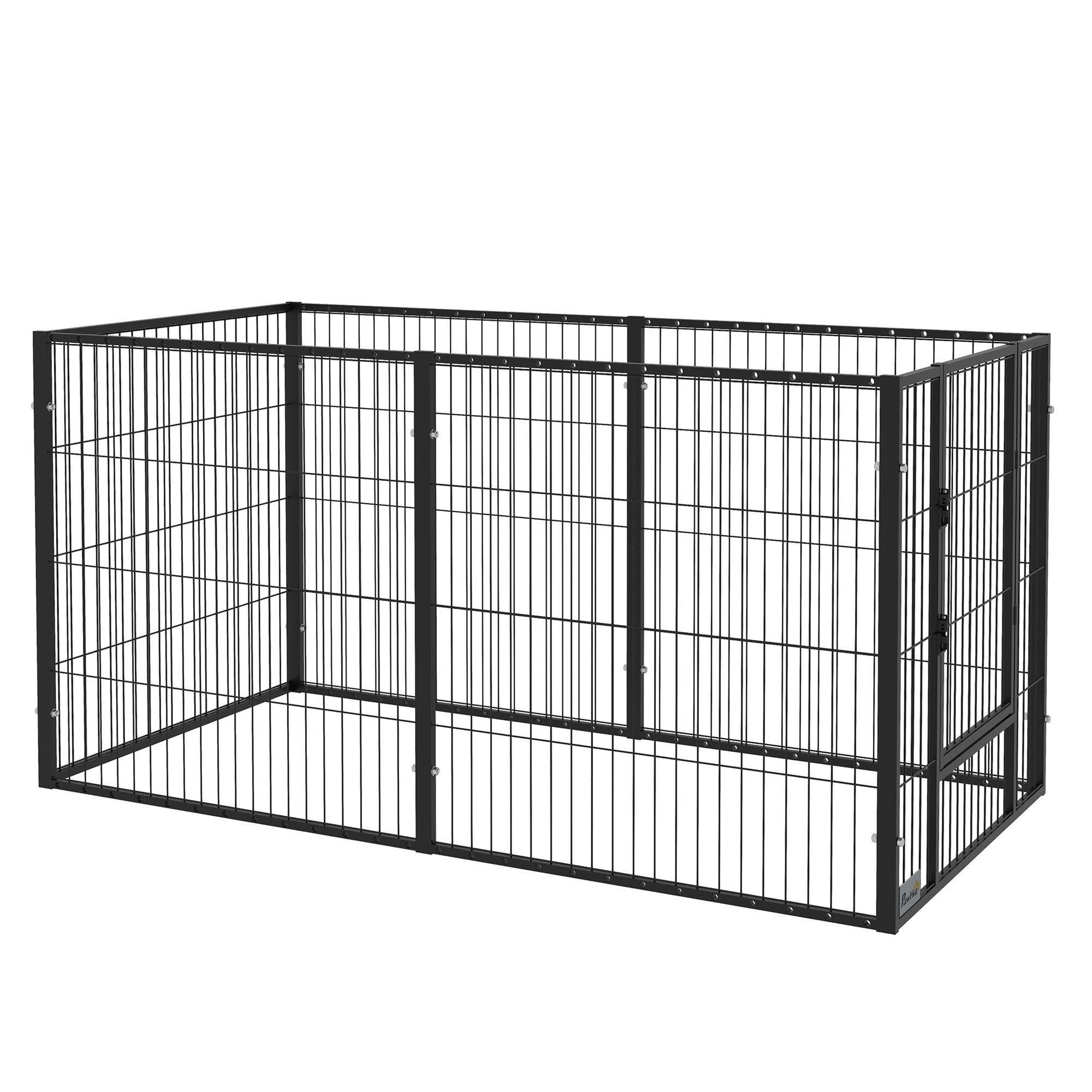 6-Panel Adjustable Dog Playpen Pet Fence with Steel Frame 82.5-150x79x81 cm Black