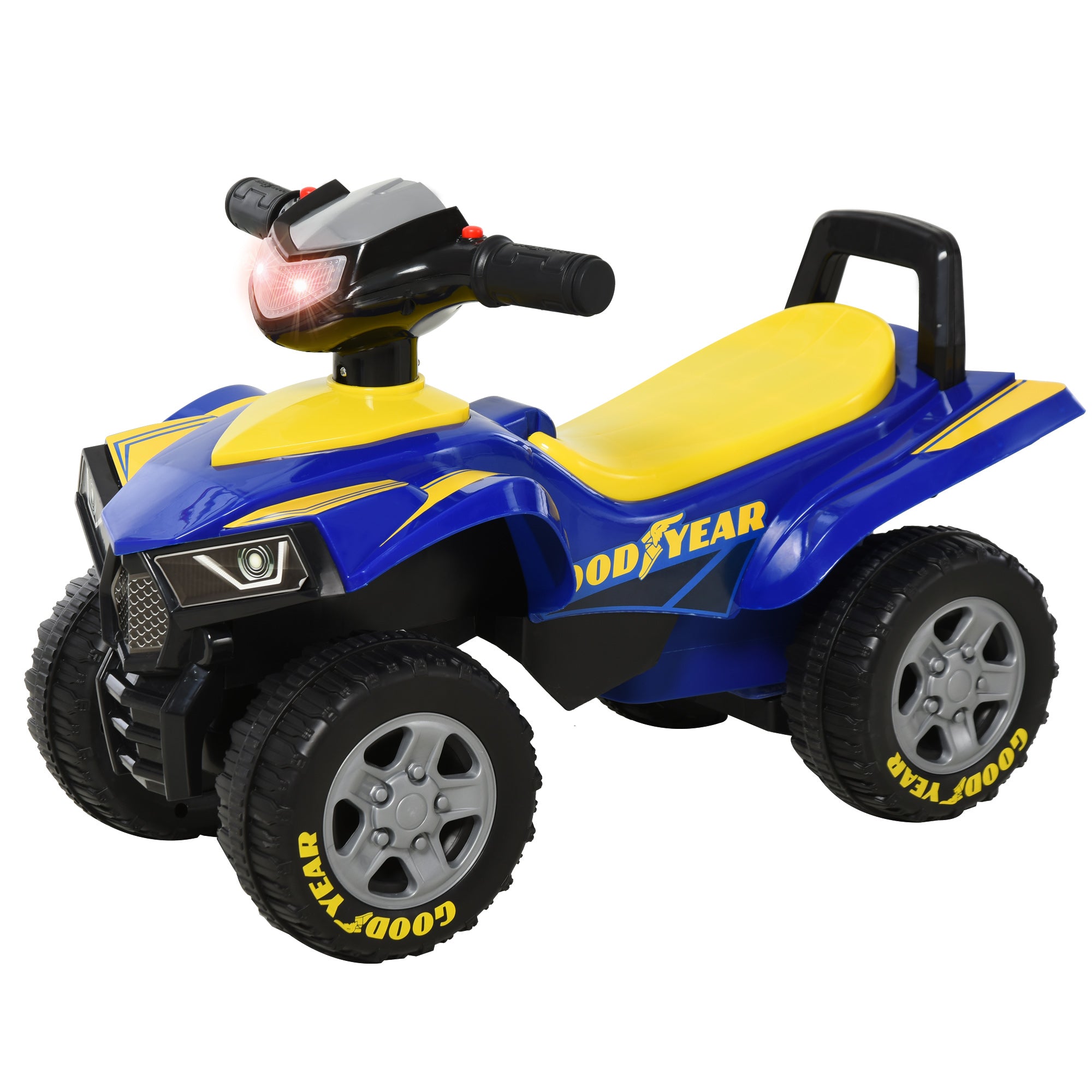 Kids' Pedal-Less Quad Ride-On for Children 18-36 Months Old Quad Bike with Light, Horn, and Secret Storage Space 60x31x42 cm Blue