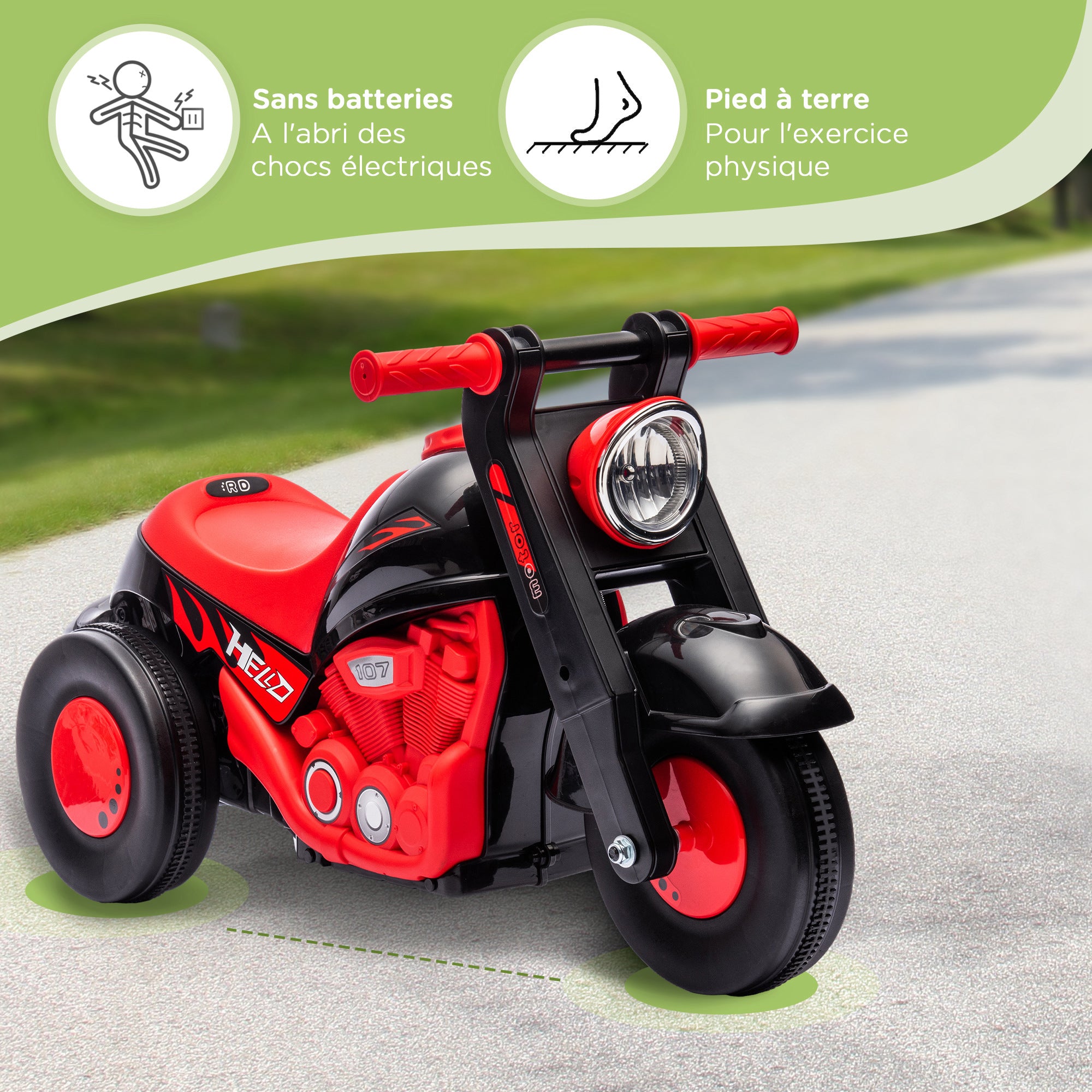 Child Rider with Bubbles and Music, Baby Rider Motorcycle 2 Years, Wide Wheels, Easy Transport, Scooter Balance Bike for Children 2-5 Years, Black