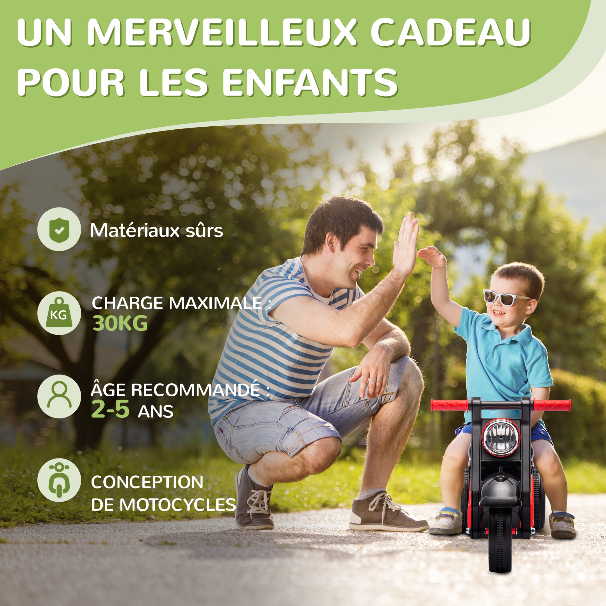 Child Rider with Bubbles and Music, Baby Rider Motorcycle 2 Years, Wide Wheels, Easy Transport, Scooter Balance Bike for Children 2-5 Years, Black