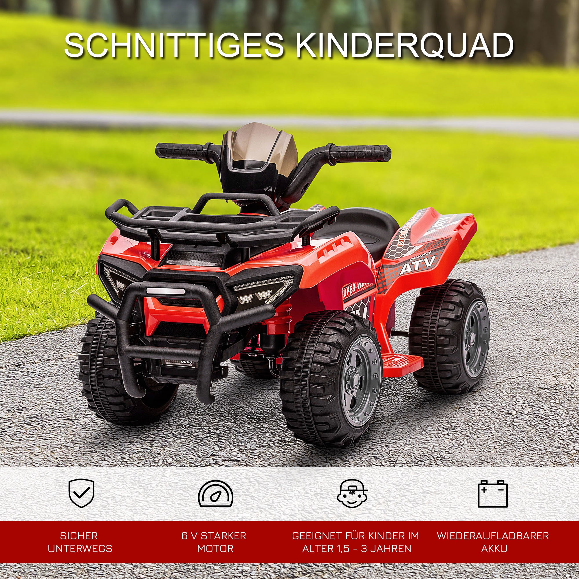 Kids Quad Electric 6V Children's Quad with Forward Function, Music, Electric Quad for Kids 1.5-3 Years Red