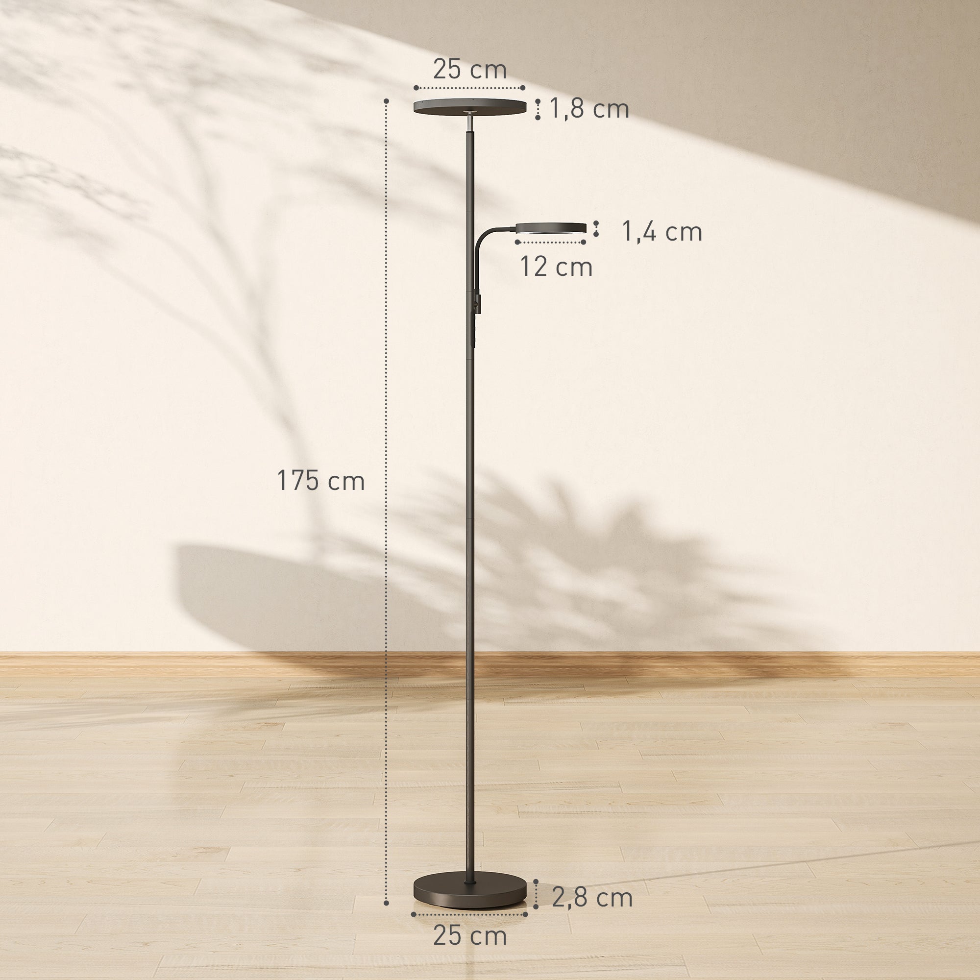42W LED Floor Lamp dimmable 2700K-6500K floor lamps for living room with 4 colors continuous variation, 4 scene modes, remote and touch control, memory function, black