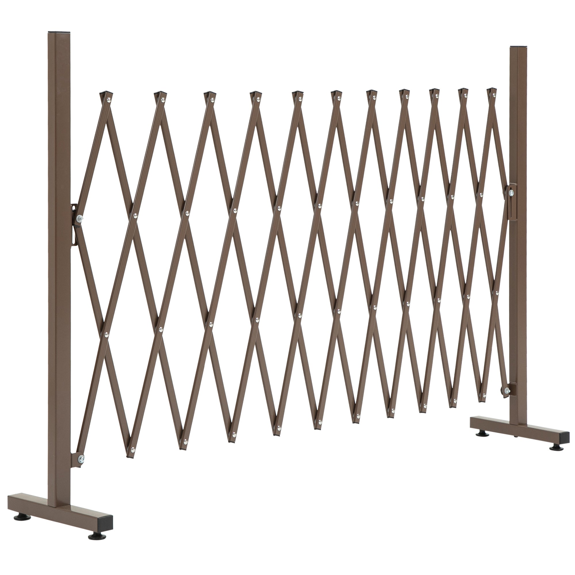 Scissor Gate Barrier Expandable 35-300cm Garden Aluminum Dark Brown H103.5cm