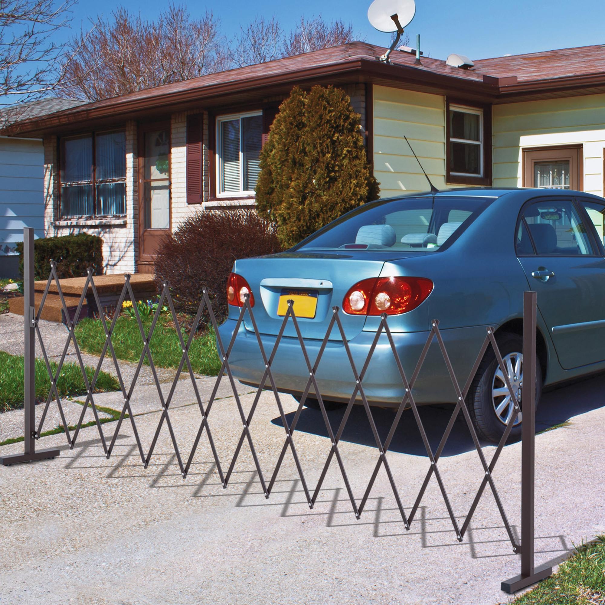 Scissor Gate Barrier Expandable 35-300cm Garden Aluminum Dark Brown H103.5cm