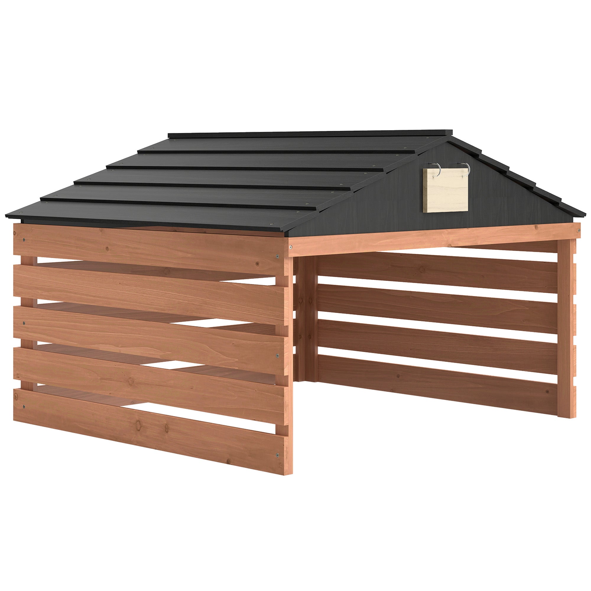 Wooden Robot Mower Garage with Gable Roof — Weatherproof Spruce Shelter for Robotic Lawn Mowers, 79 x 74 x 54 cm (31.1 x 29.1 x 21.3 in), Red-Brown