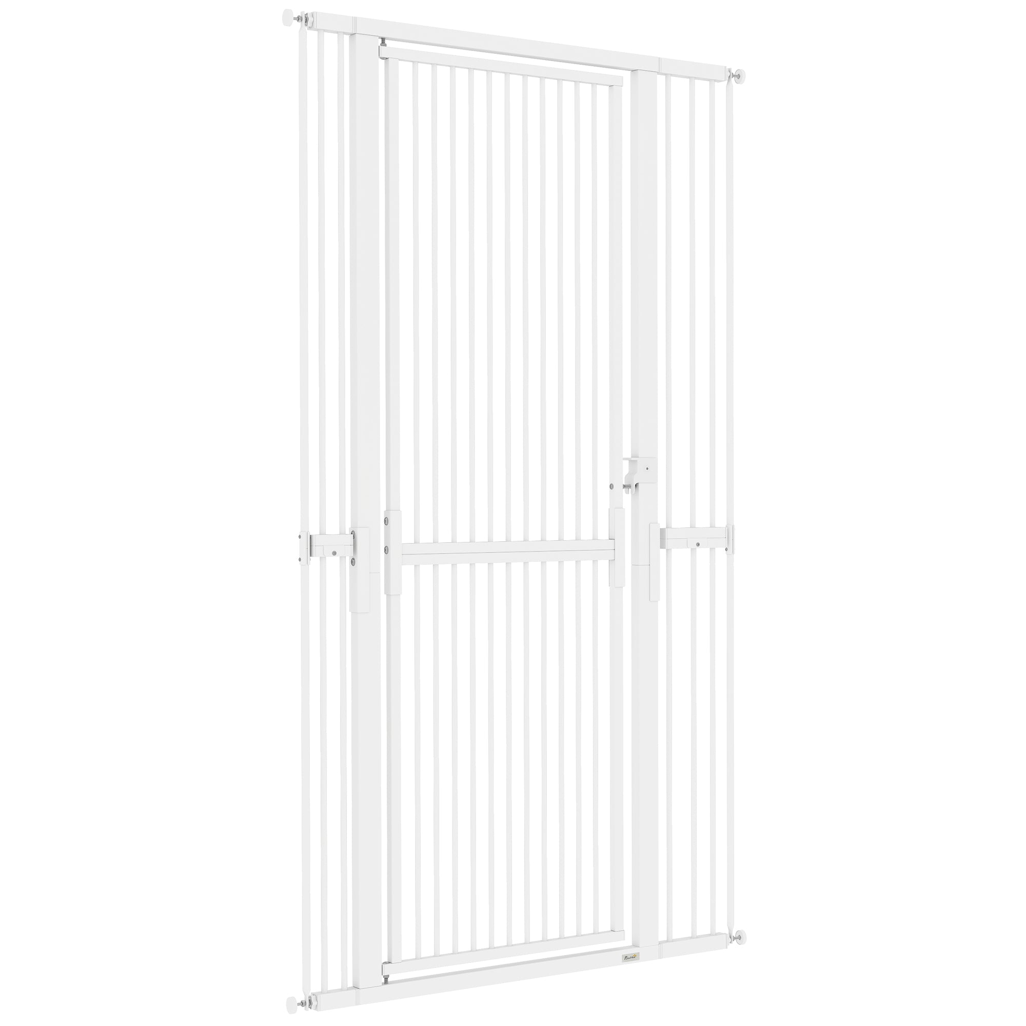 71 in Tall Pet Safety Gate — Adjustable 30–41 in Width, Extra-Narrow 1.4 in Spacing, Pressure or Screw Mount, Manual Lock, White
