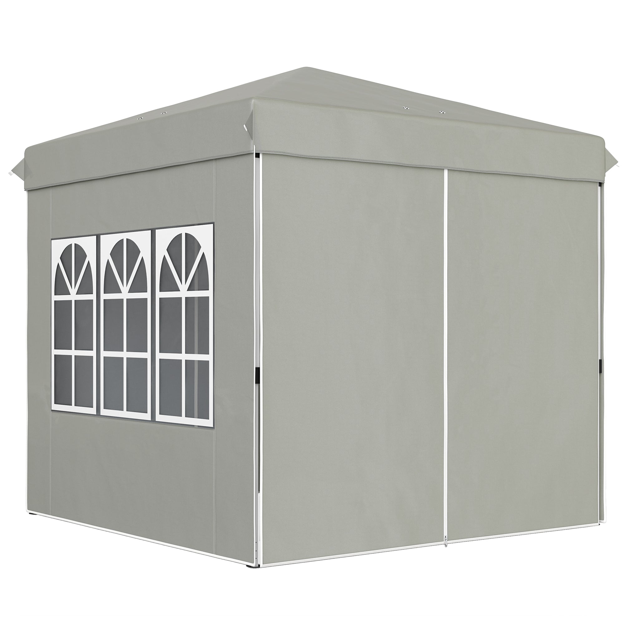 Pavilion 2.5x2.5m, Waterproof Sturdy Winterproof Pop-up Folding Pavilion, UV Protection 50+, Foldable Party Tent Garden Tent with 4 Side Panels Bag Garden Pavilion for Camping Garden, Light Grey