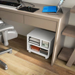 Printer Stand Storage Furniture Office Cabinet Organizer with 4 open compartments - dimensions 40L x 30W x 36H cm - in white wood