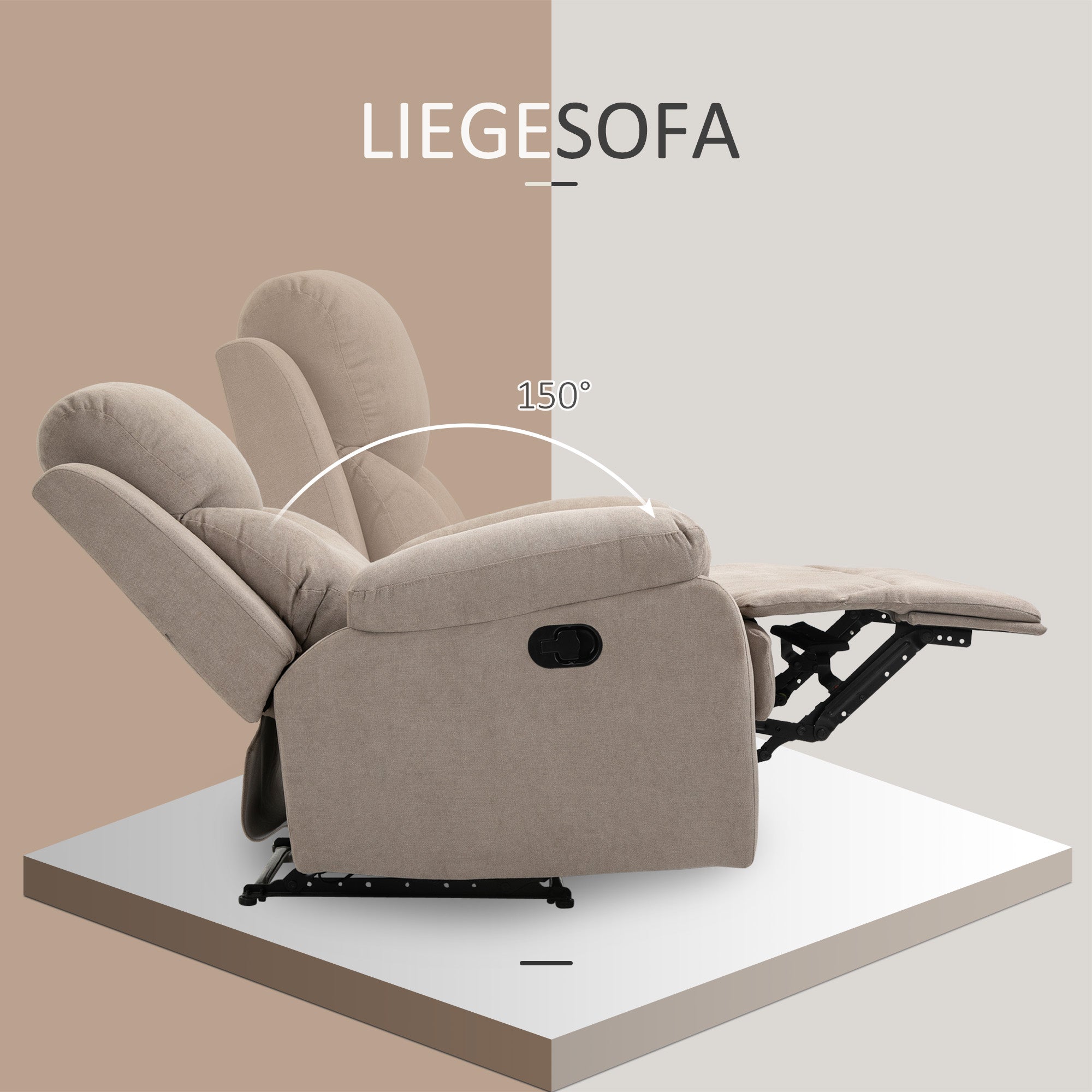 Relax Armchair Single Sofa 150° Reclining TV Armchair Recliner TV Chair with Sleeper Function for Living Room Linen Beige 93 x 88 x 102 cm