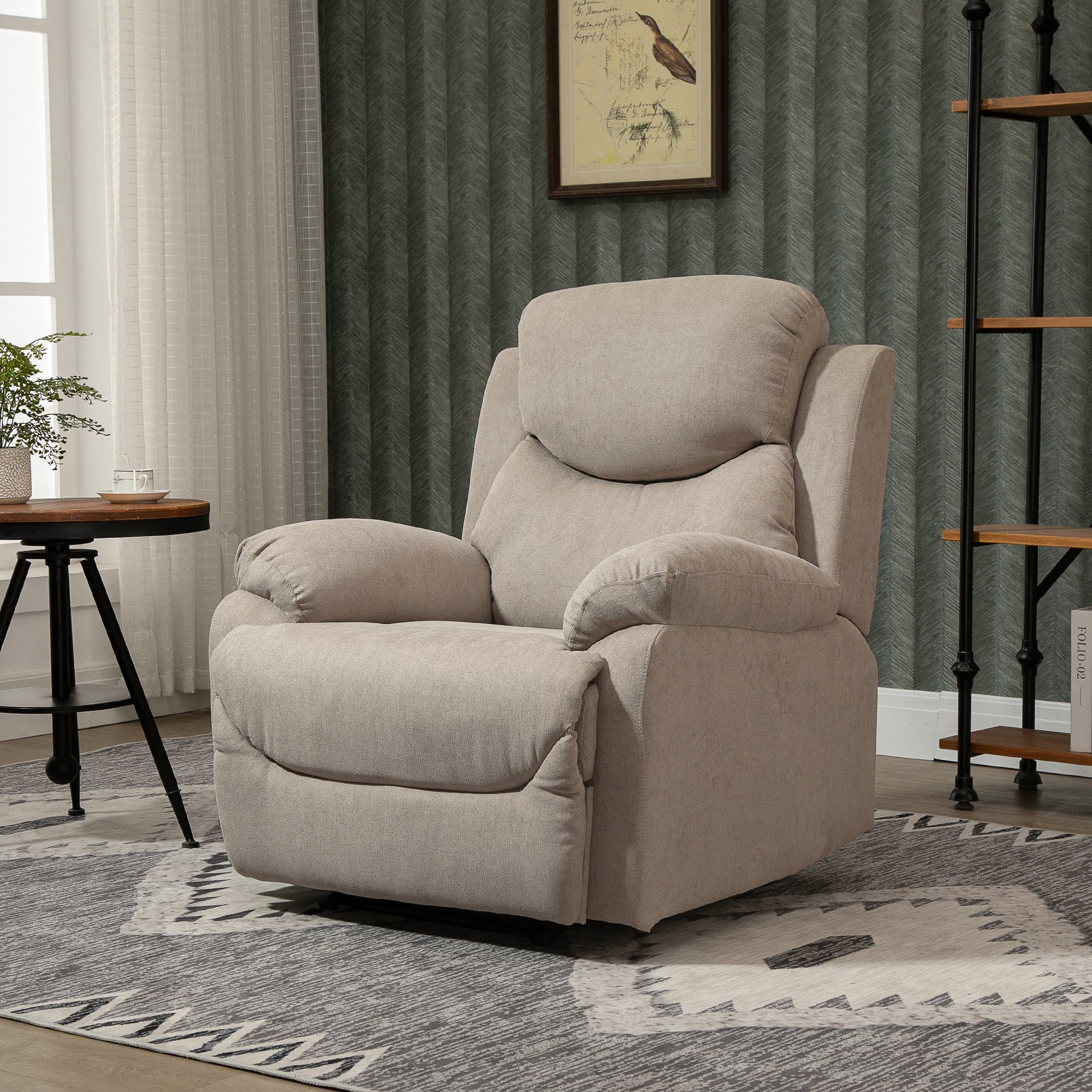 Relax Armchair Single Sofa 150° Reclining TV Armchair Recliner TV Chair with Sleeper Function for Living Room Linen Beige 93 x 88 x 102 cm
