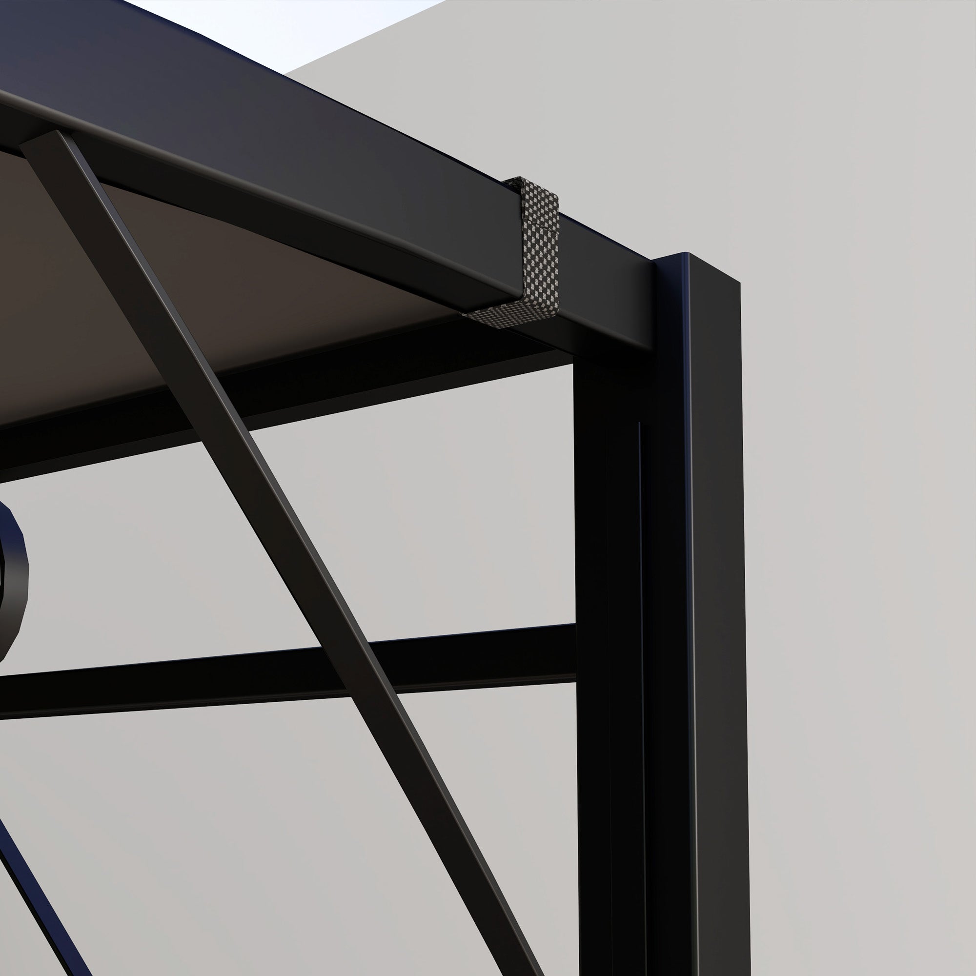 10' x 8' (3 x 2.5 m) Adjustable-Roof Garden Pergola — Steel Frame, Dark Gray Polyester Canopy