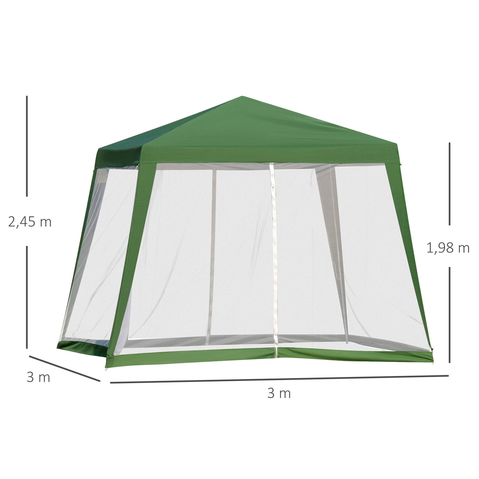 Garden Pavilion Gazebo Party Tent Weatherproof Tent with Mosquito Net Metal + Polyester Green 3 x 3 m