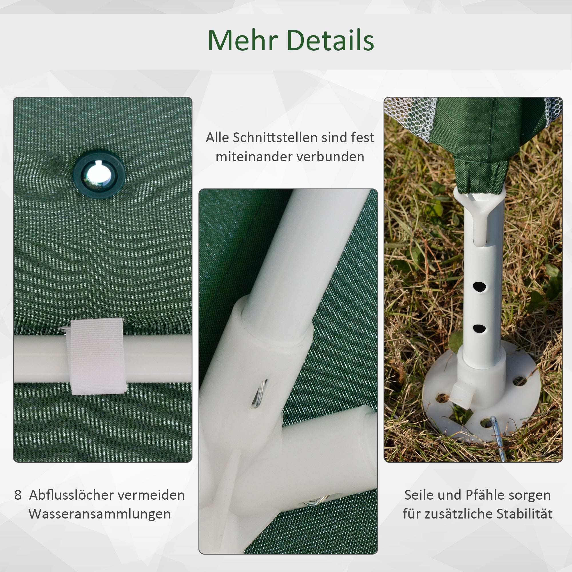 Garden Pavilion Gazebo Party Tent Weatherproof Tent with Mosquito Net Metal + Polyester Green 3 x 3 m