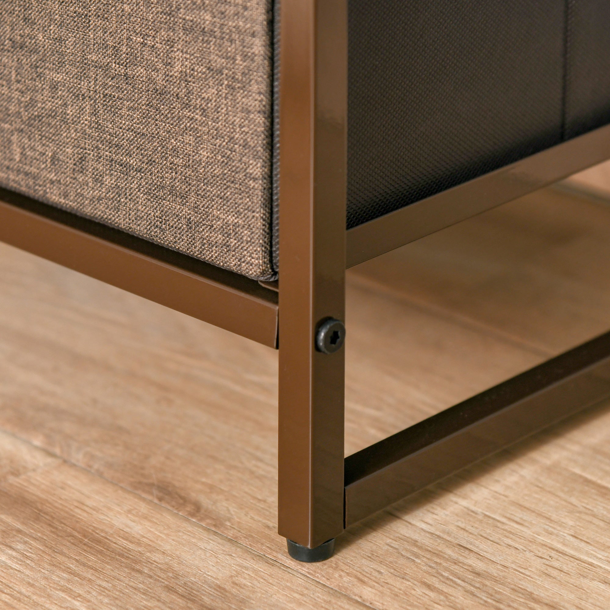 Fabric Chest of Drawers for Bedroom with 4 Foldable Drawers Wooden Top and Metal Frame for Living Room 31x29x99 cm Multicolor