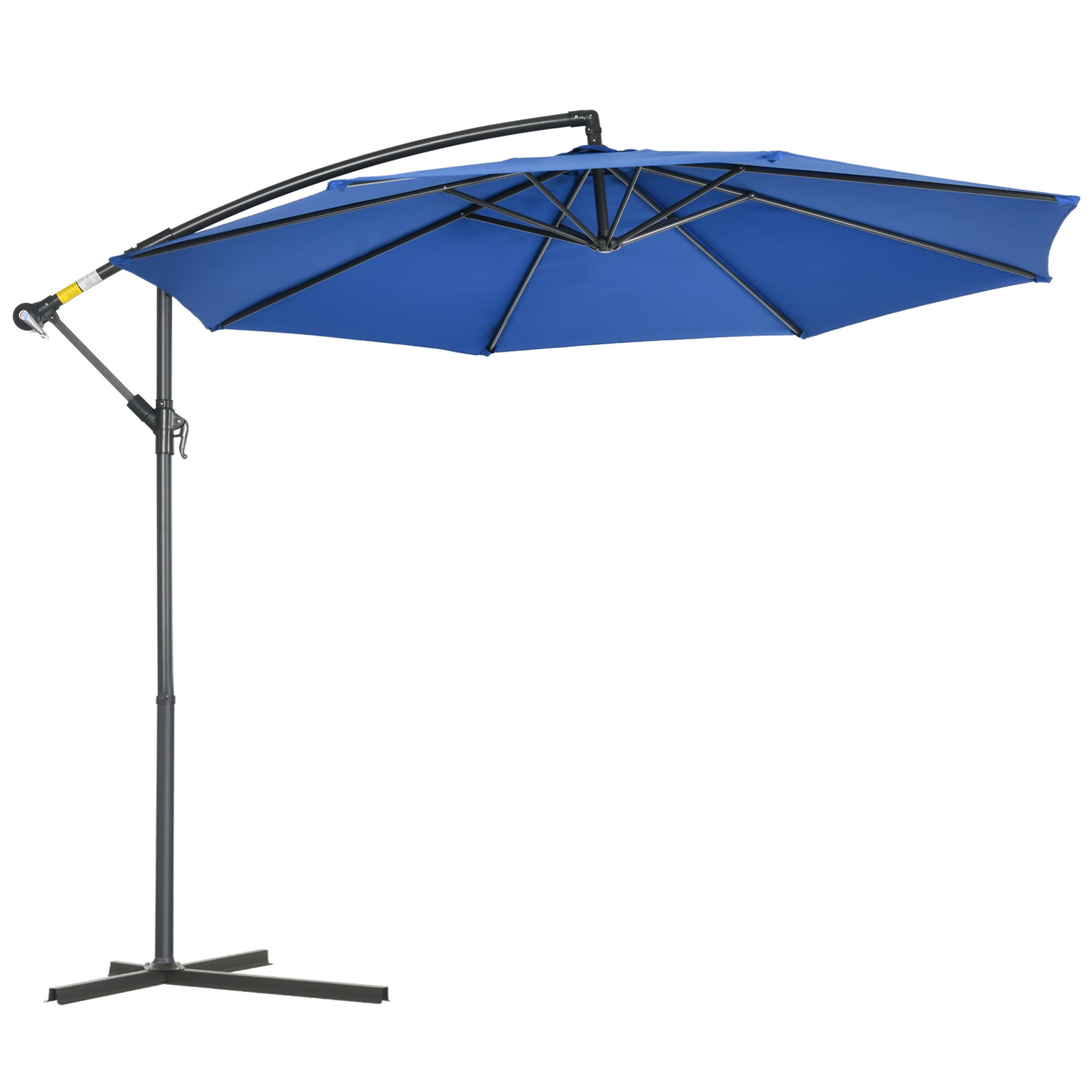 Offset Octagonal Foldable 3m Diameter Garden Umbrella with Cross Base in Blue