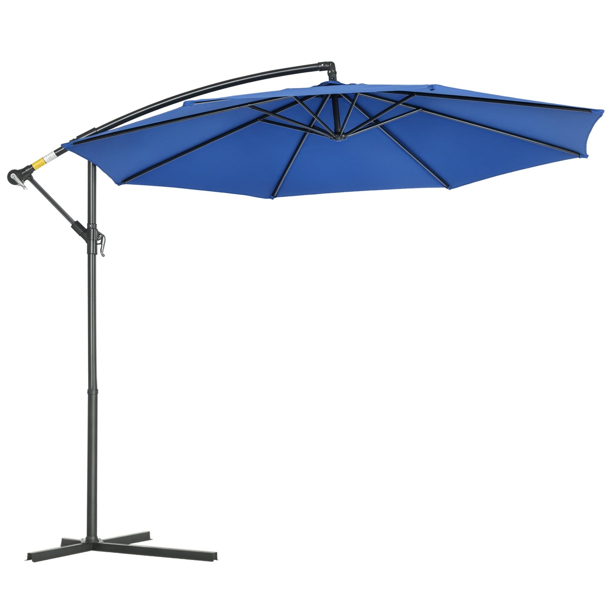 Offset Octagonal Foldable 3m Diameter Garden Umbrella with Cross Base in Blue