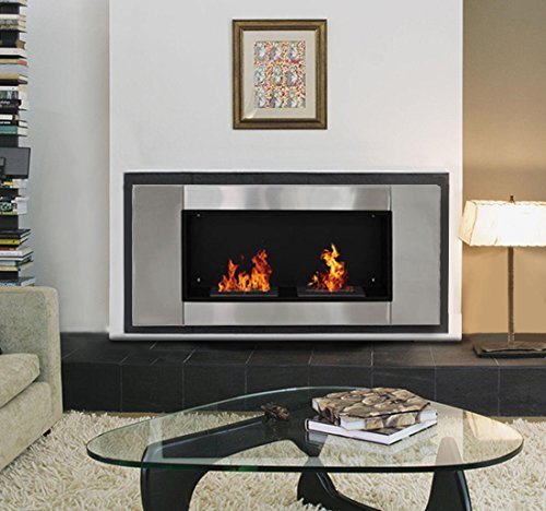 Wall-Mounted Bioethanol Fireplace with 2 Burners 3L Capacity 13600BTU 110 x 54 x 14.5cm