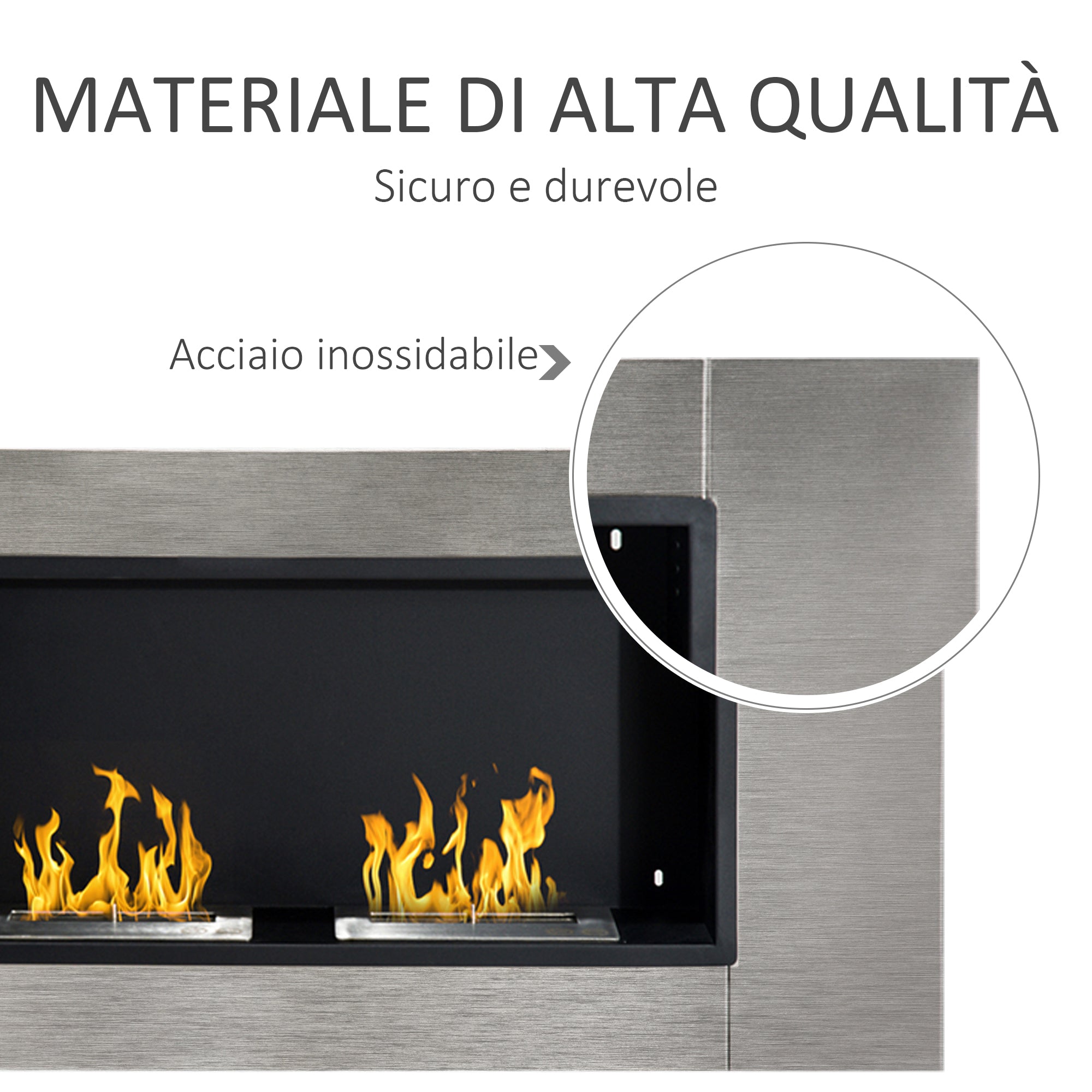 Wall-Mounted Bioethanol Fireplace with 2 Burners 3L Capacity 13600BTU 110 x 54 x 14.5cm