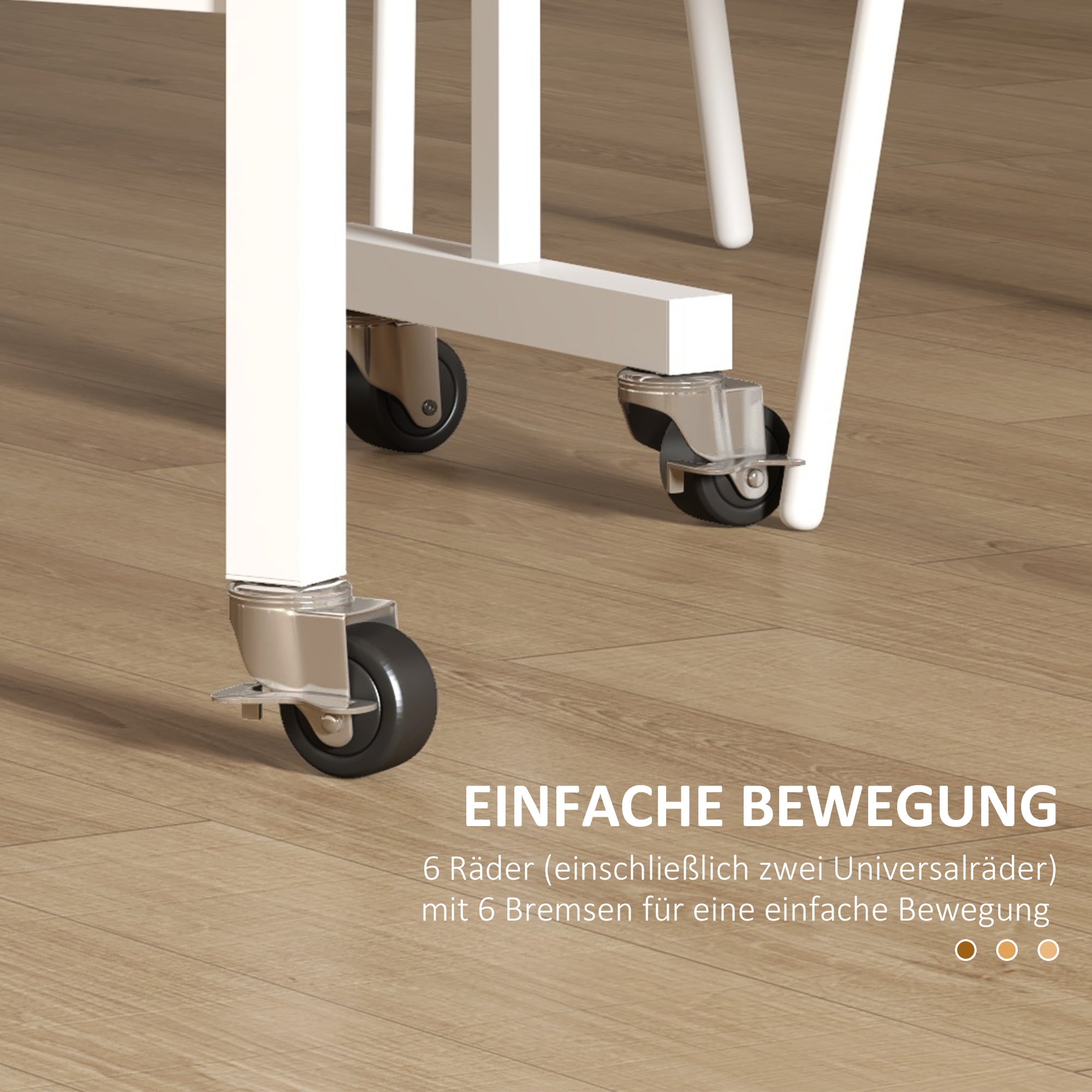 Dining Table, Folding Kitchen Table with Wheels, Steel Legs, Folding Table for 4-6 People, Dining Table for Small Spaces, Kitchen, Dining Room, 120 x 80 x 73 cm, Oak