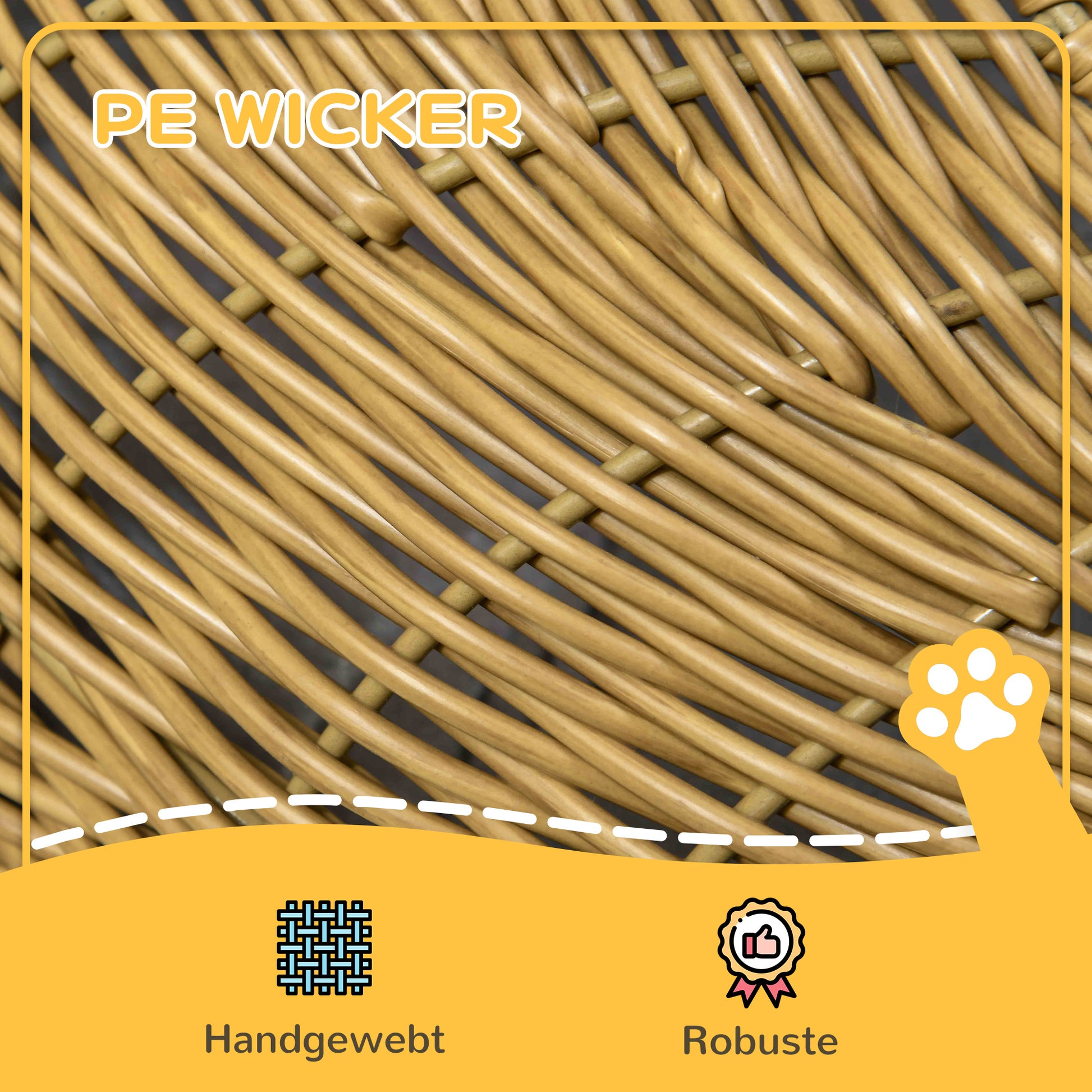 Rattan Cat Basket Cat House Cat Hut with Cushion for Cats up to 4 kg, Pet Bed Cat Cave, Indoor, PE Rattan, Ø50 x 31 cm, Light Brown
